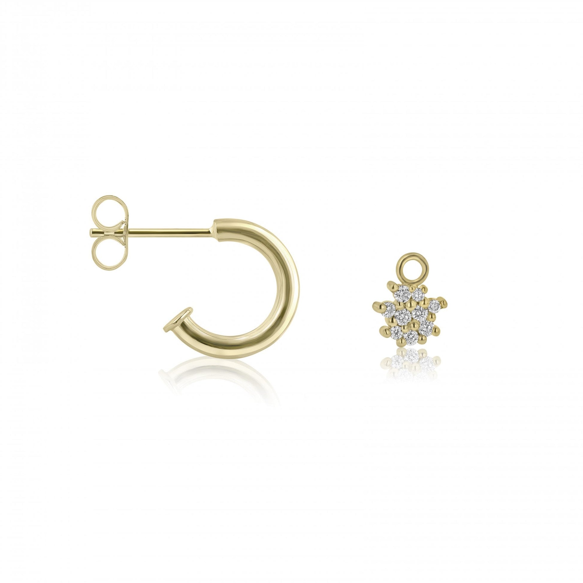 18ct Yellow Gold 0.54ct Round Diamond Scattered Earring Charms (For Hoop Earrings Sold Separately)