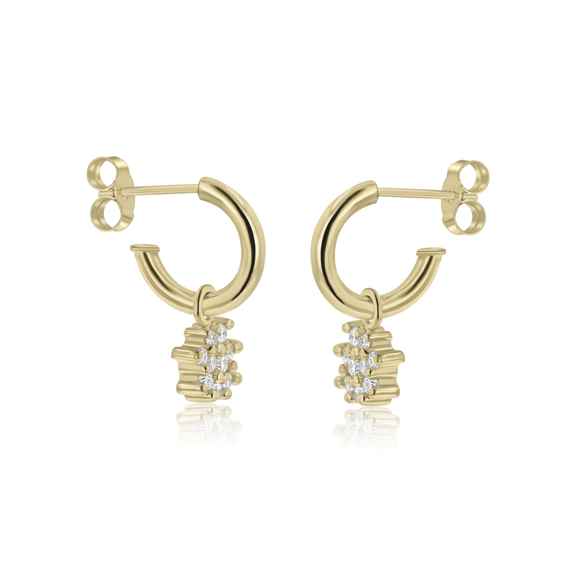 18ct Yellow Gold 0.54ct Round Diamond Scattered Earring Charms (For Hoop Earrings Sold Separately)