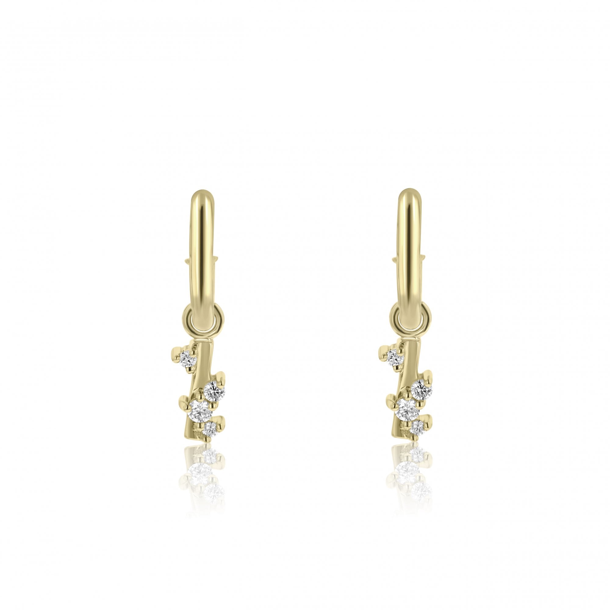 Scattered Diamond Mini Gold Bar Charms (For Hoop Earrings Sold Separately)