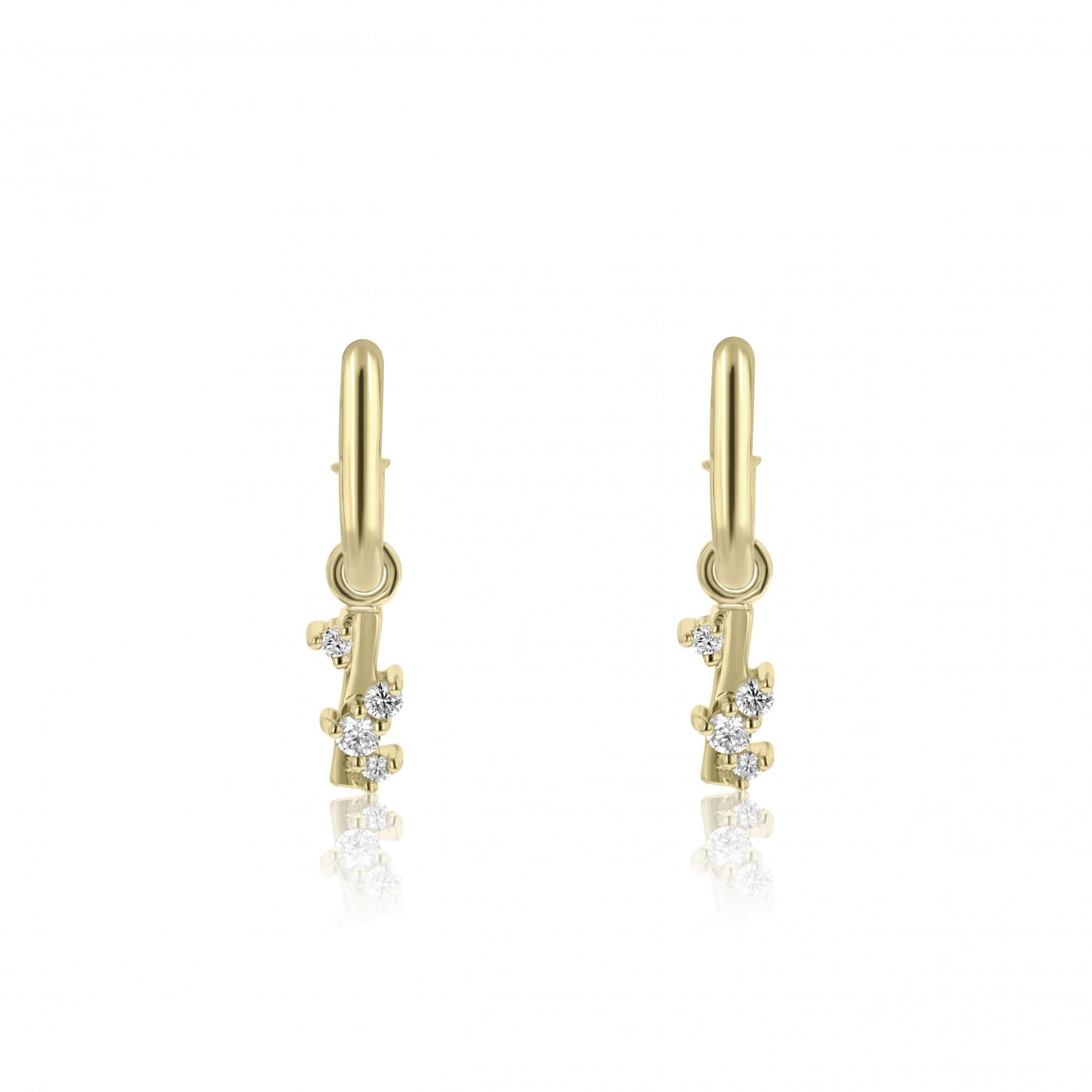 Scattered Diamond Mini Gold Bar Charms (For Hoop Earrings Sold Separately)