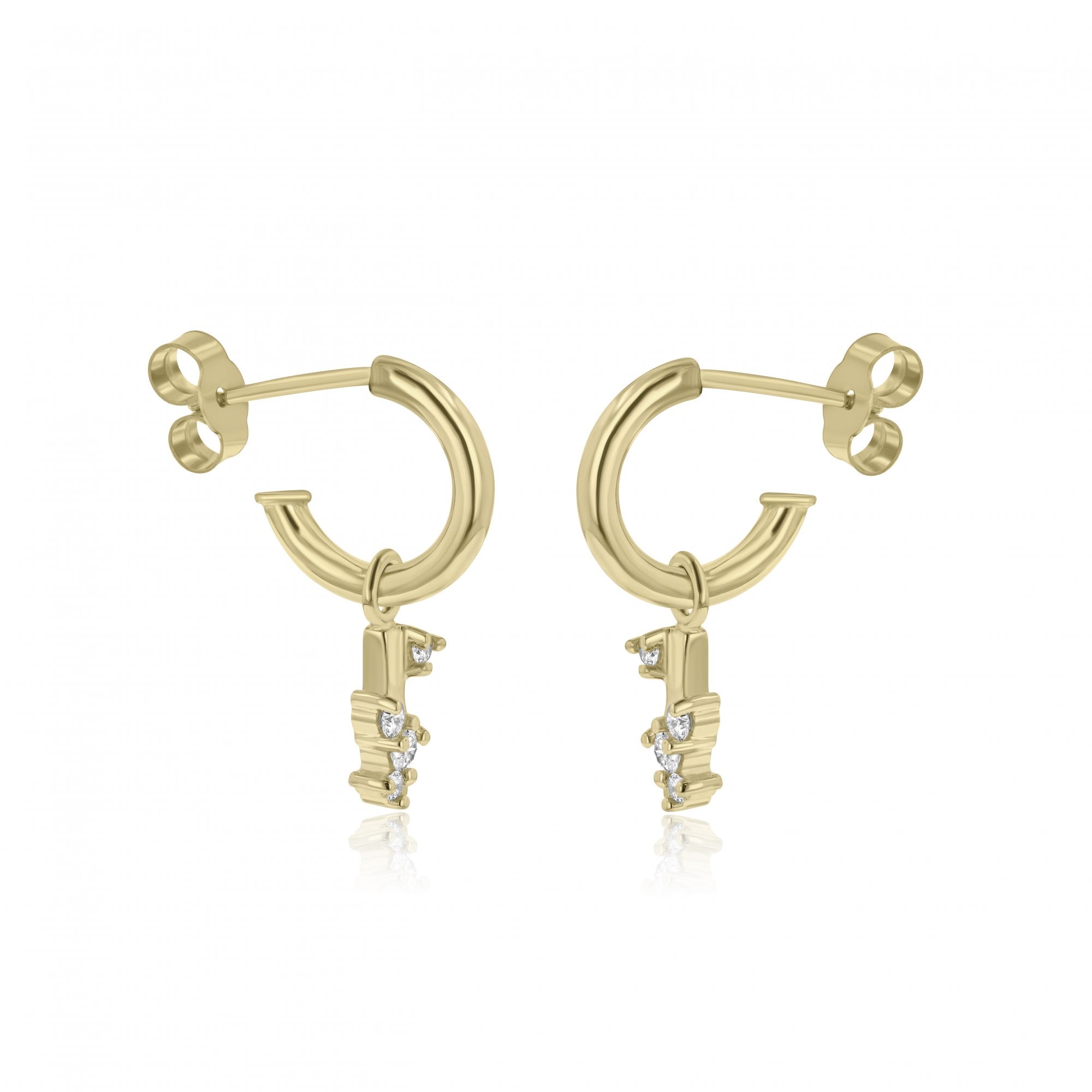 Scattered Diamond Mini Gold Bar Charms (For Hoop Earrings Sold Separately)