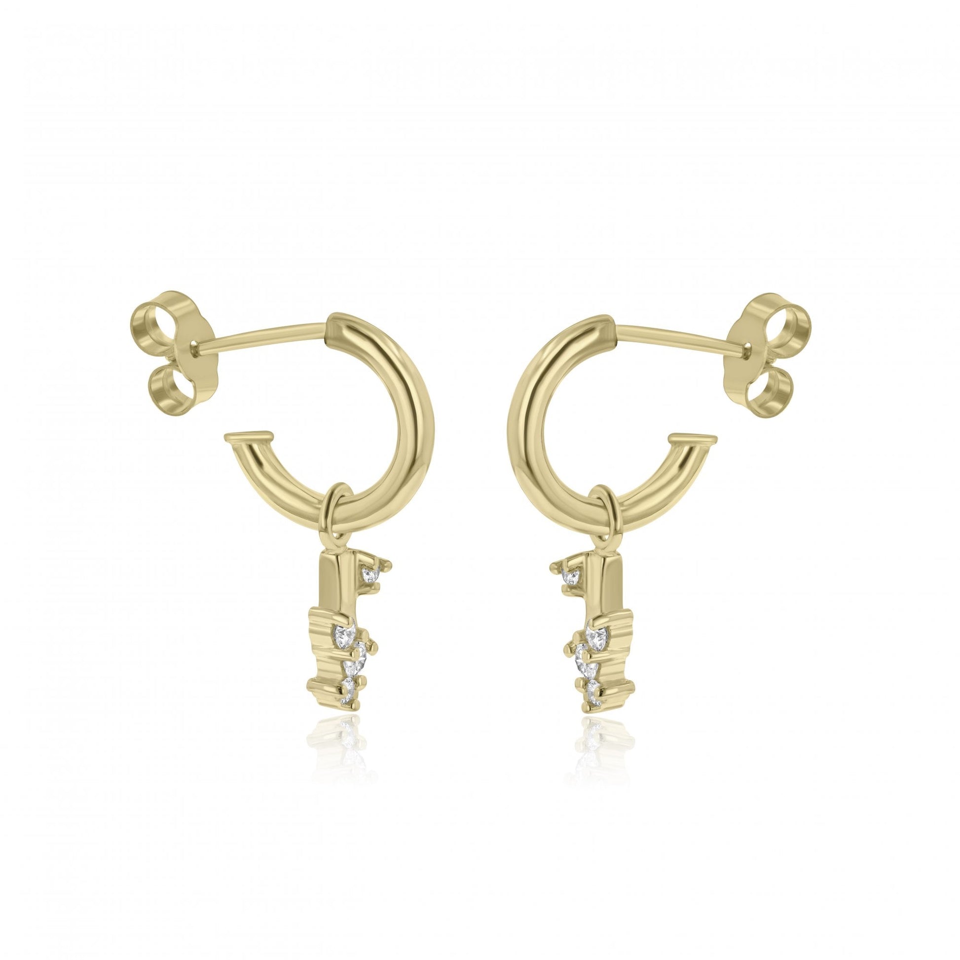 Scattered Diamond Mini Gold Bar Charms (For Hoop Earrings Sold Separately)
