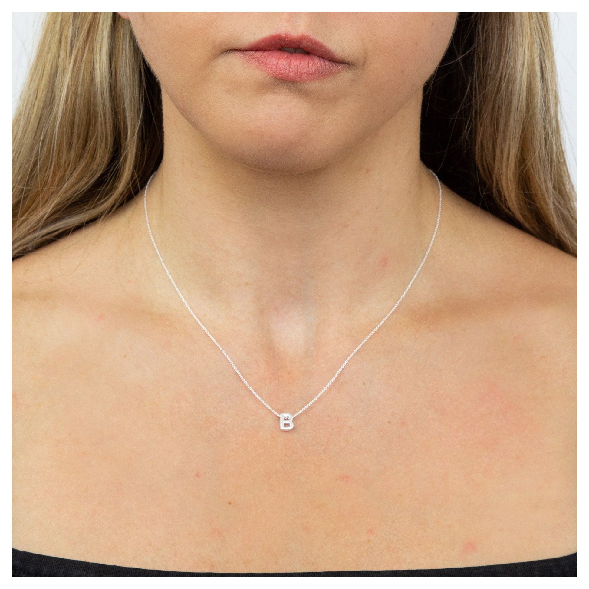 Sterling Silver Letter B Necklace