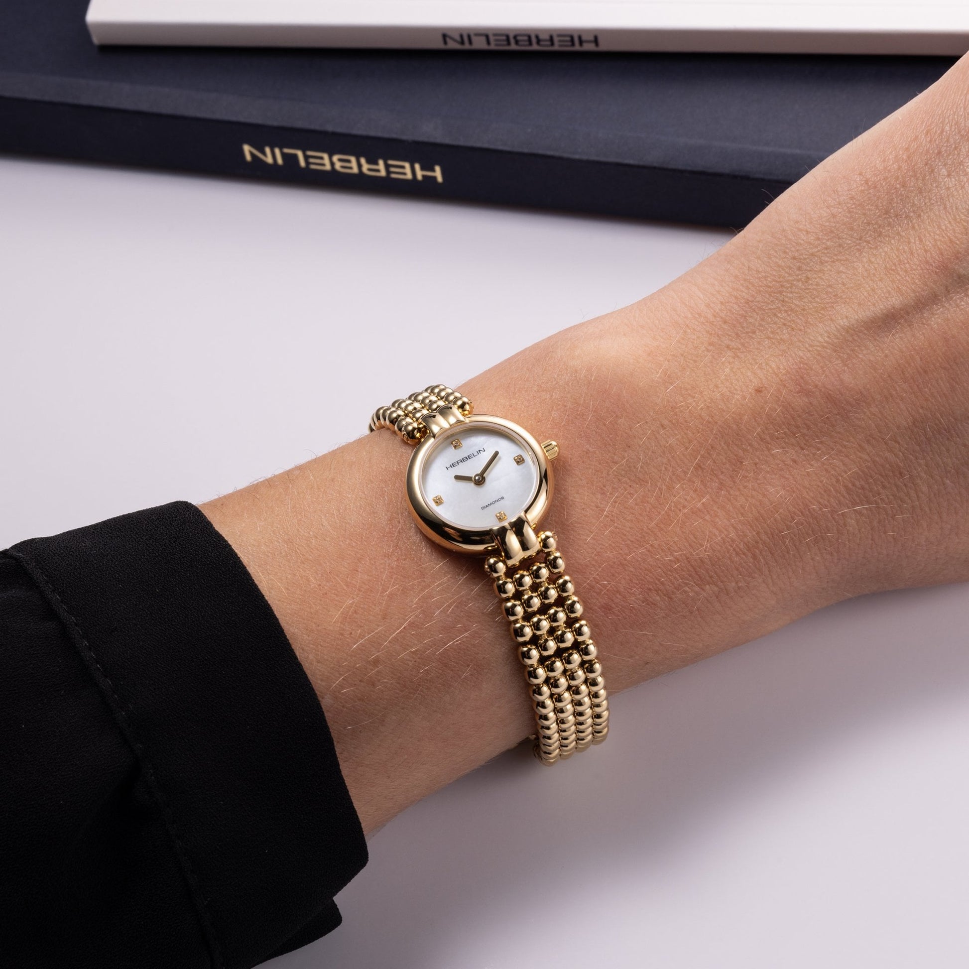 Ladies Herbelin Perles Watch with Yellow Gold PVD Plated Bracelet