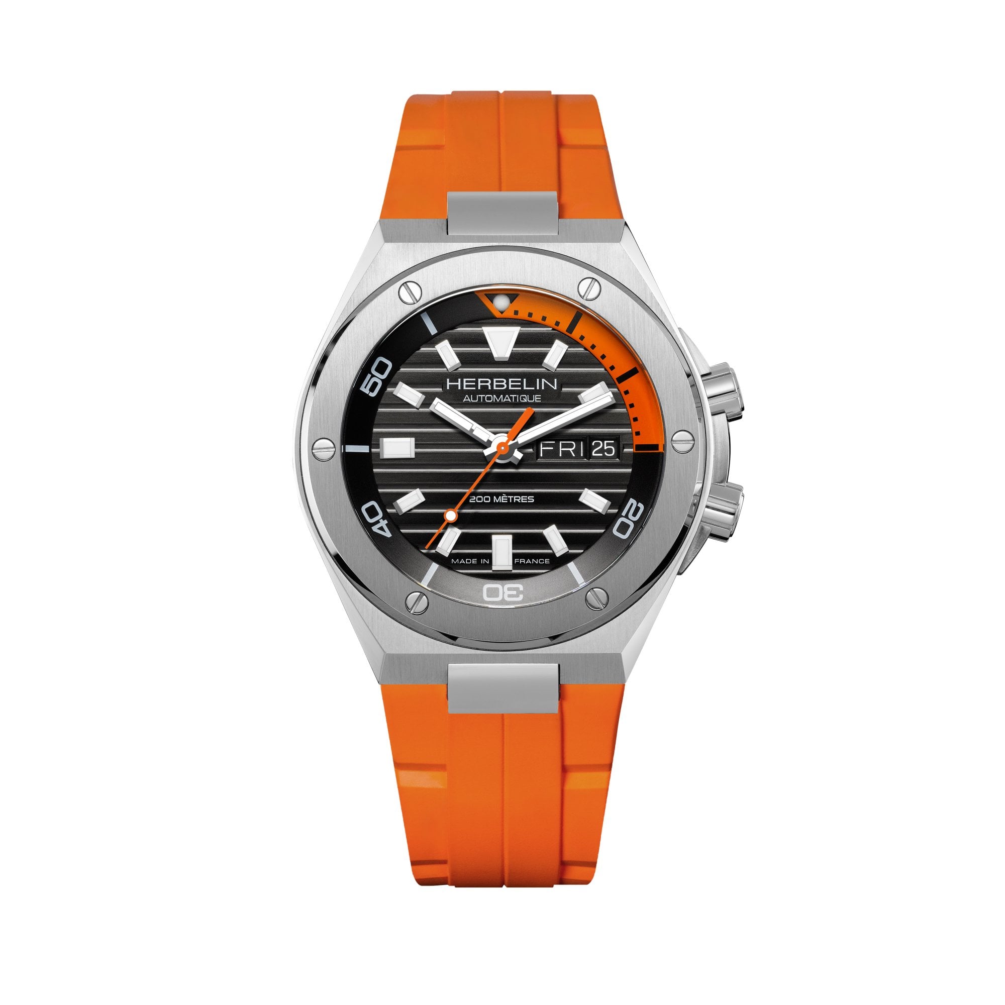 Herbelin Cap Camarat Day Date Black and Orange Mens Watch