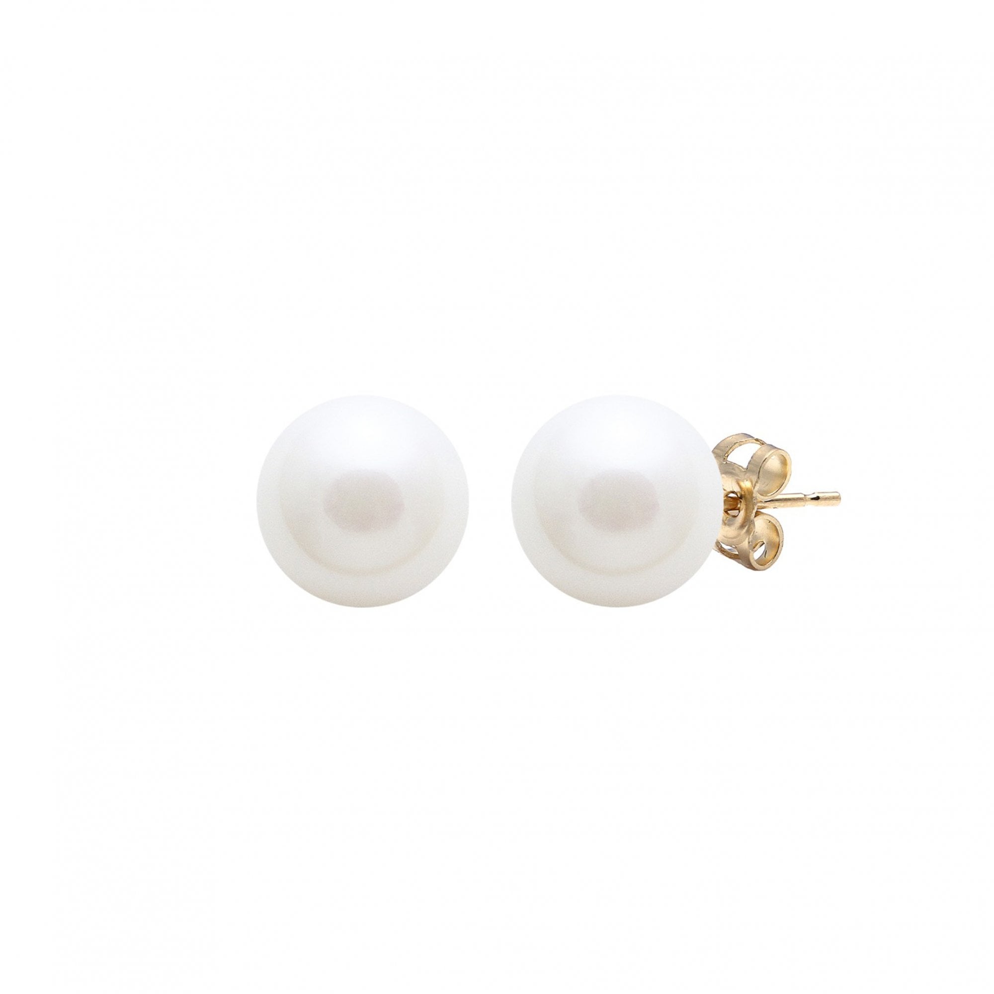 9ct Yellow Gold 8-8.5mm White Freshwater Cultured Pearl Earrings