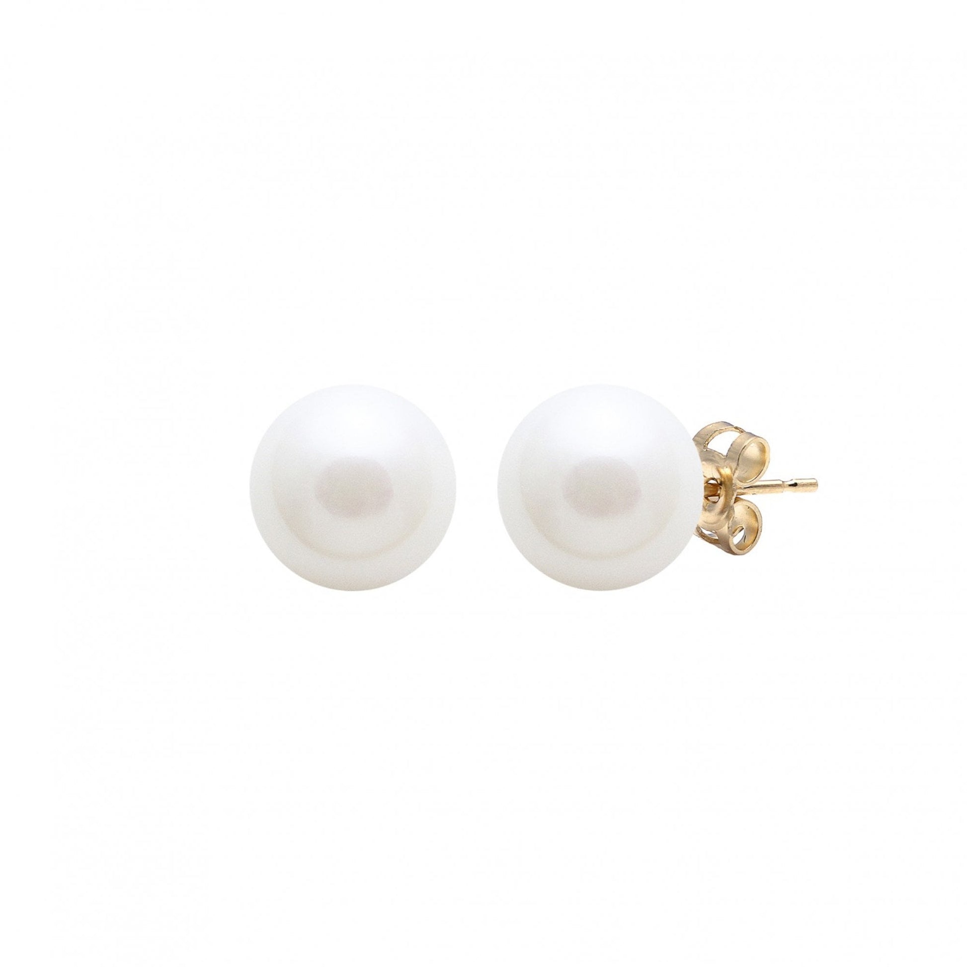 9ct Yellow Gold 8-8.5mm White Freshwater Cultured Pearl Earrings