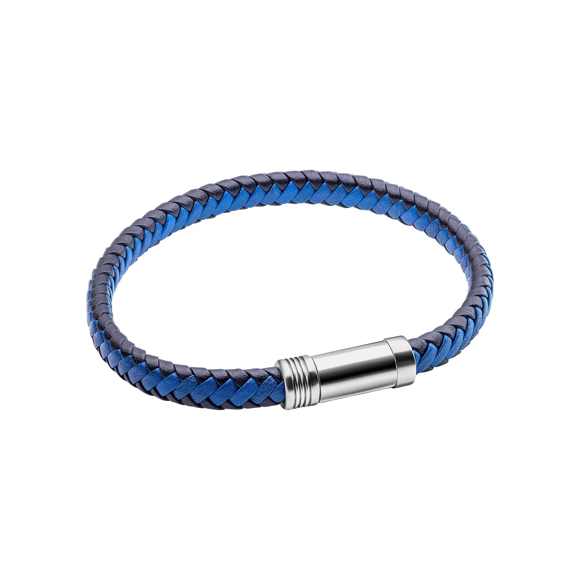 Fred Bennett Two Tone Blue and Black Woven Leather Bracelet