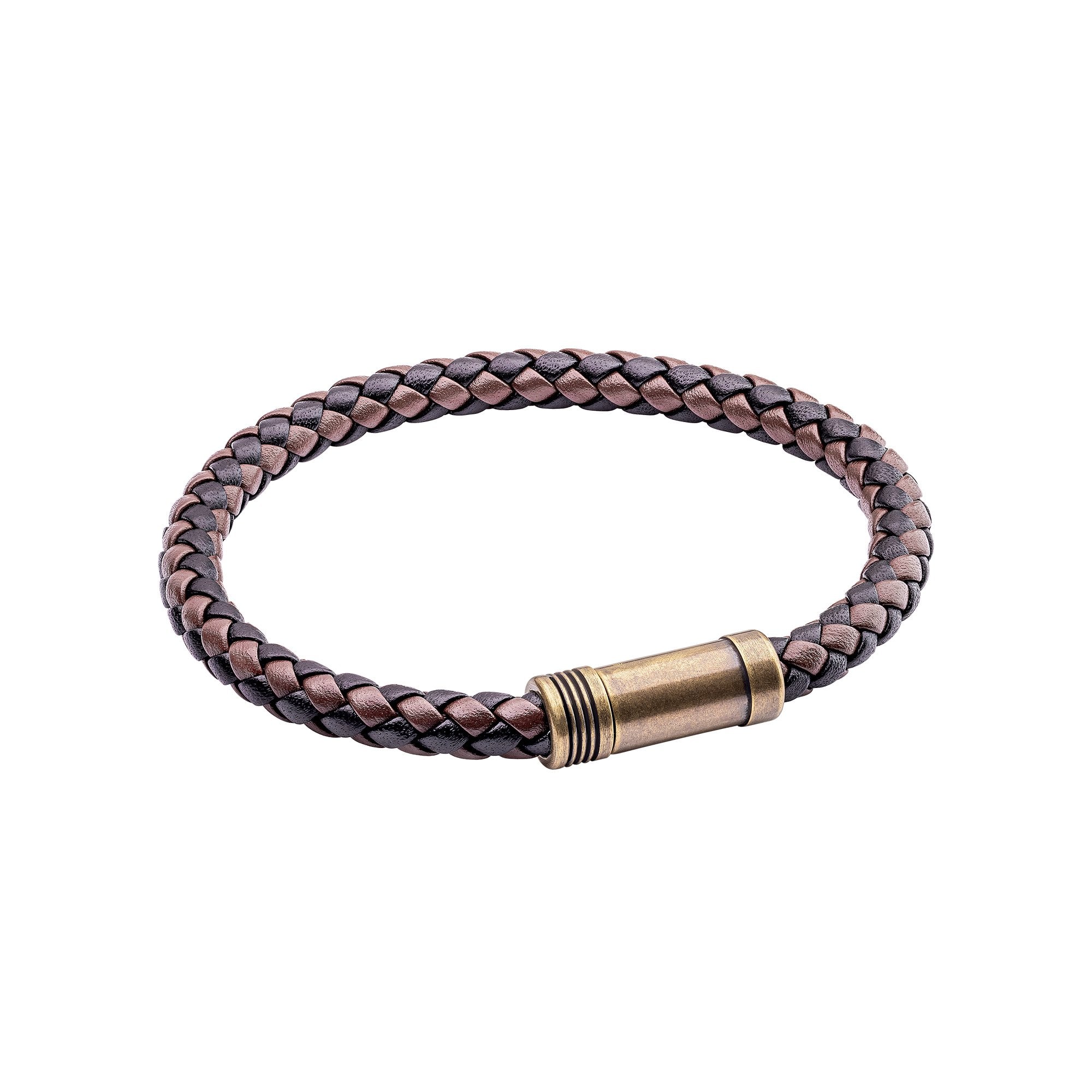 Fred Bennett Two Tone Brown and Black Leather Woven Bracelet