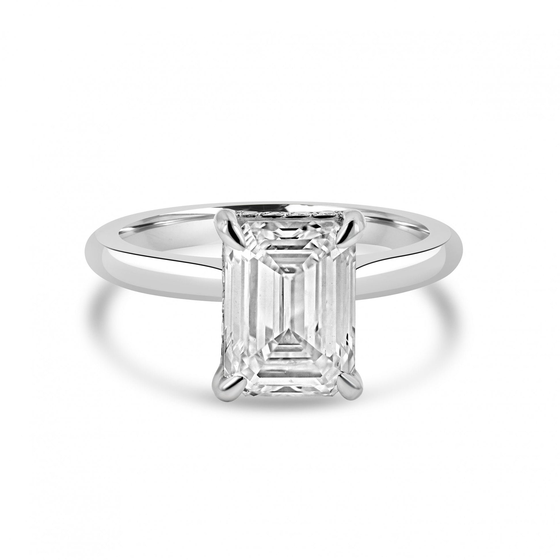 Platinum 2.81ct Emerald Cut Lab Grown Diamond 'Isabella' Engagement Ring