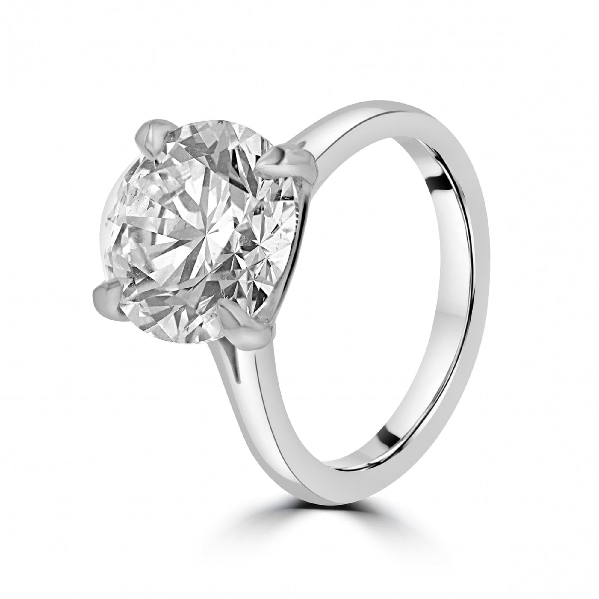 Platinum 4.04ct RBC Solitaire Lab Grown Diamond Engagement Ring