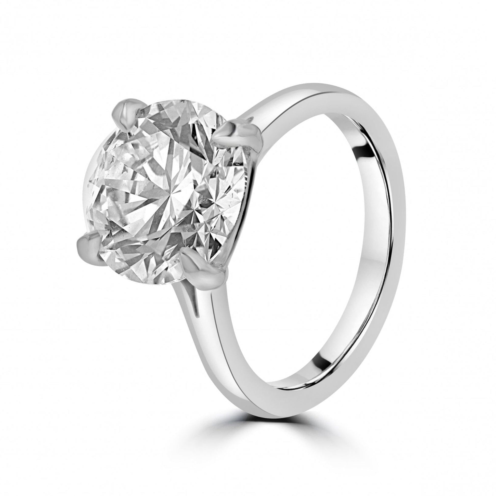 Platinum 4.04ct RBC Solitaire Lab Grown Diamond Engagement Ring