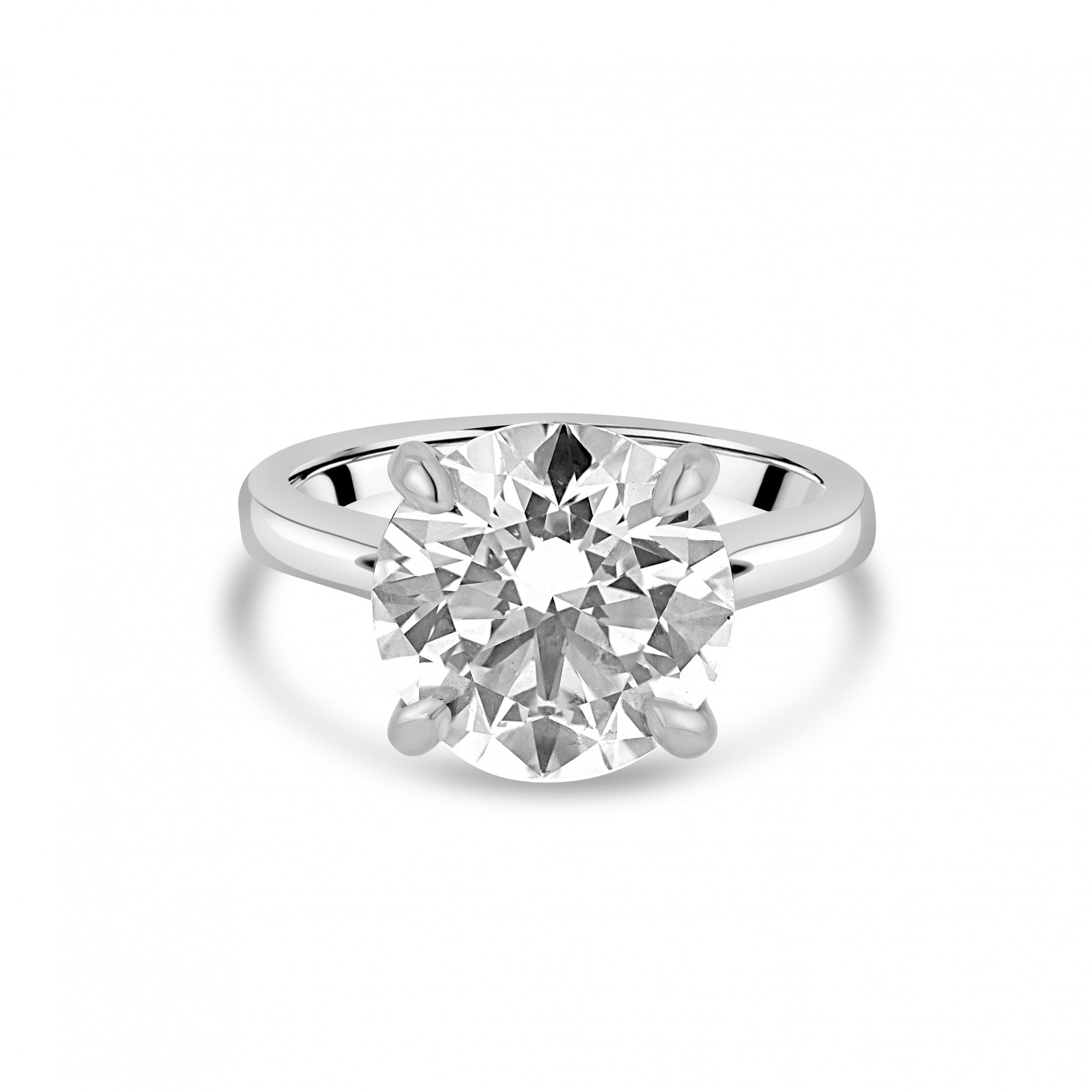 Platinum 4.04ct RBC Solitaire Lab Grown Diamond Engagement Ring