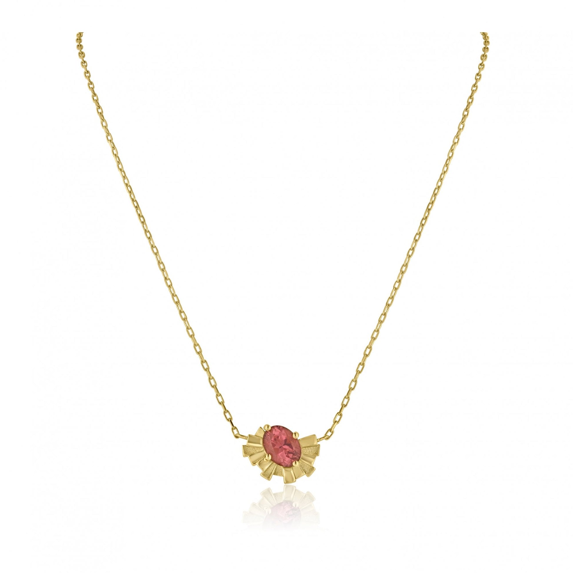 'Collide' 1.46ct Oval Pink Tourmaline Necklet in 18ct Yellow Gold