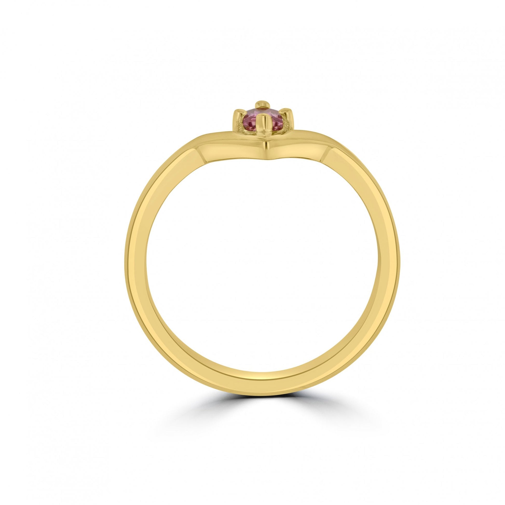 'Beat' 0.26ct Pink Sapphire 'V' Shaped Ring in 18ct Yellow Gold