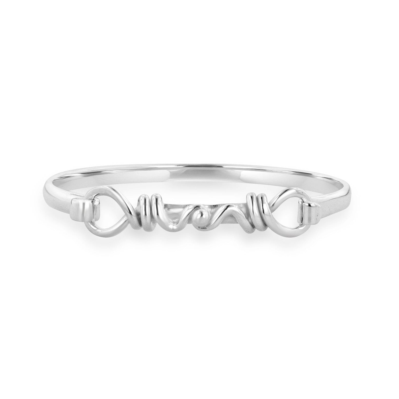 Silver Hinged Top Double Loop Design Bangle