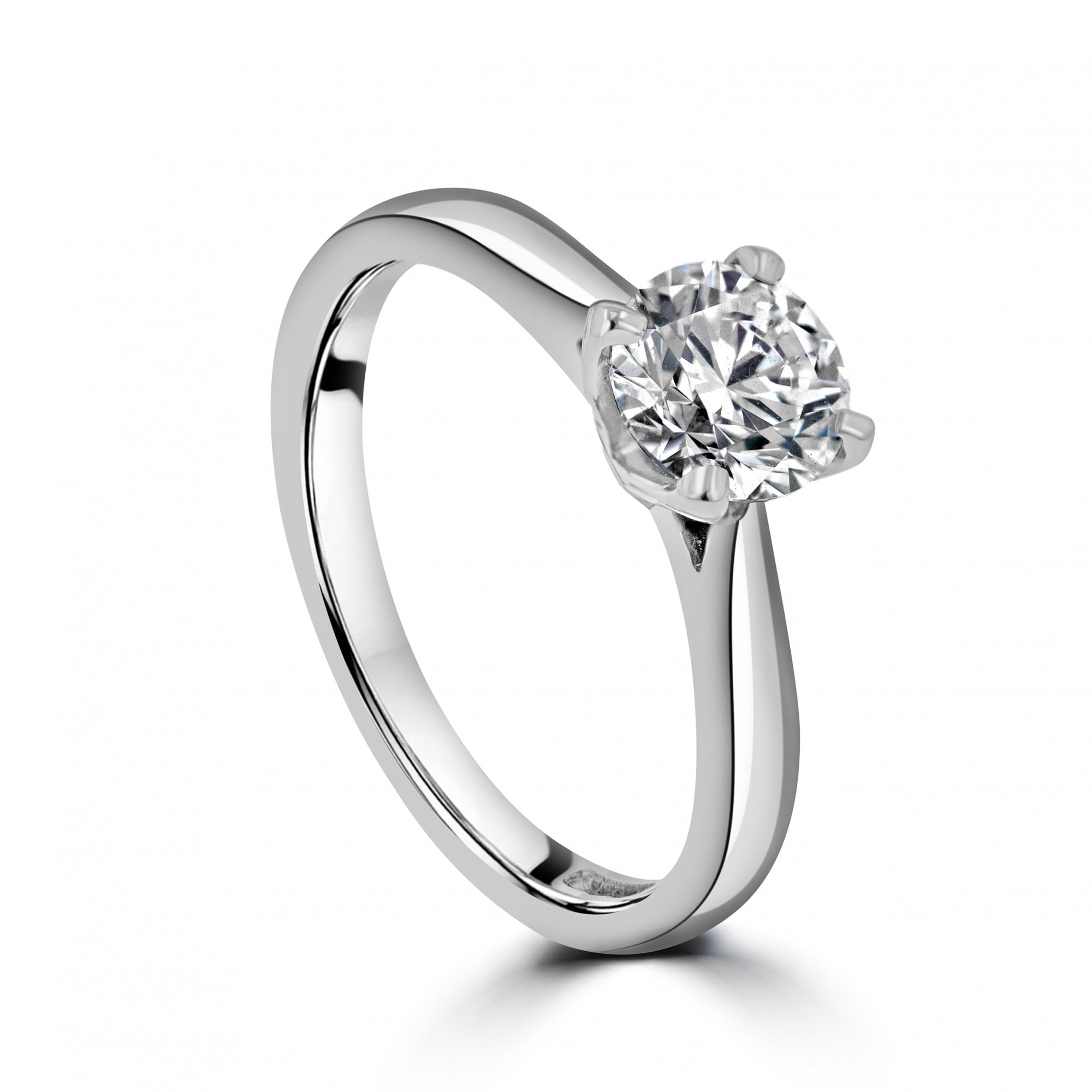 Platinum Round Brilliant Cut Diamond 0.94ct Ring