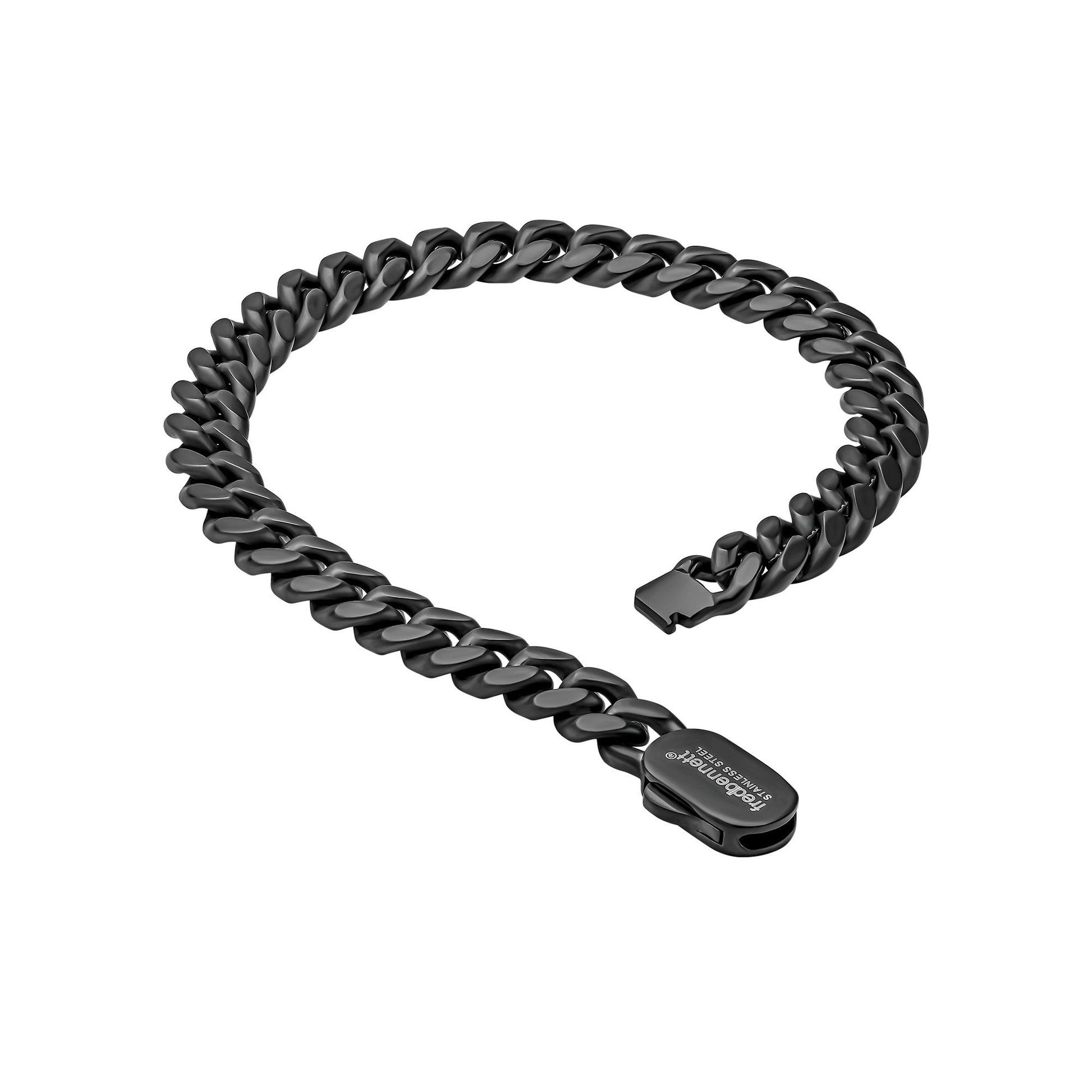 Fred Bennett Black Plated, Stainless Steel, Brushed Finish Filed Curb Bracelet