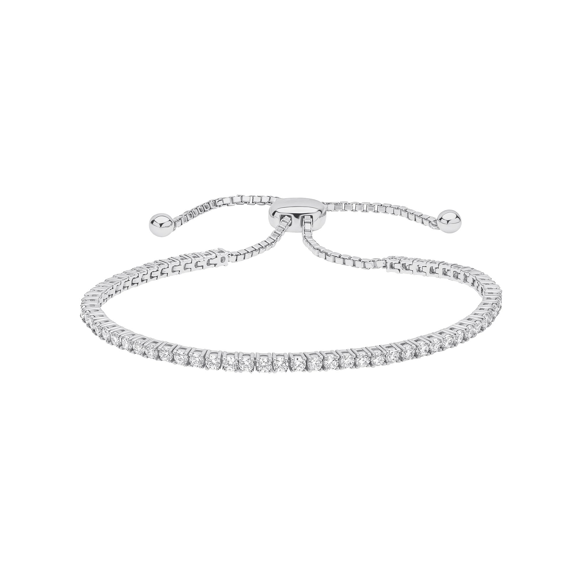 Diamonfire Silver Claw Set Toggle Tennis Bracelet with Cubic Zirconia Triple Plated