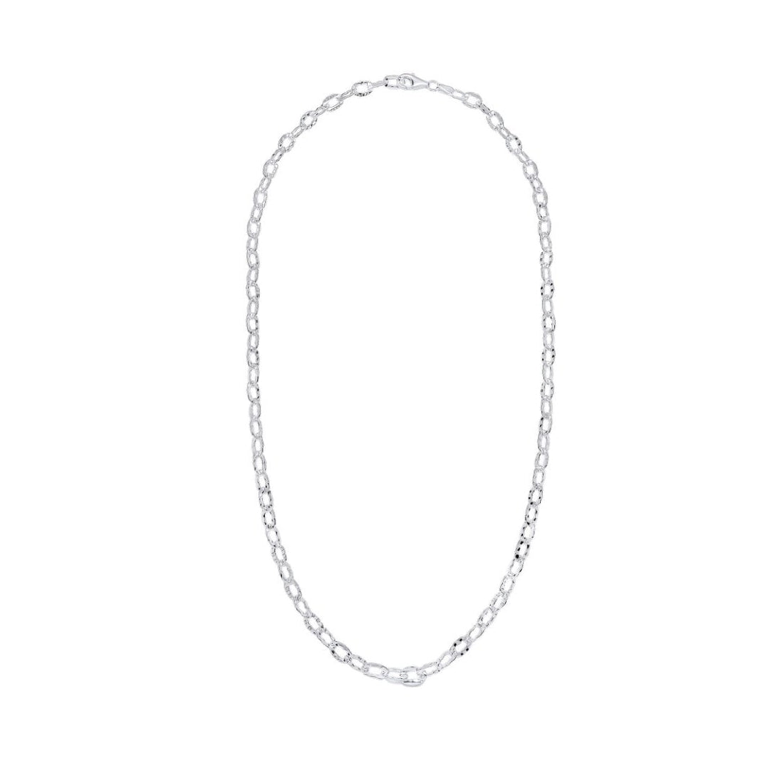 Silver Anchor Textured Chain Necklace