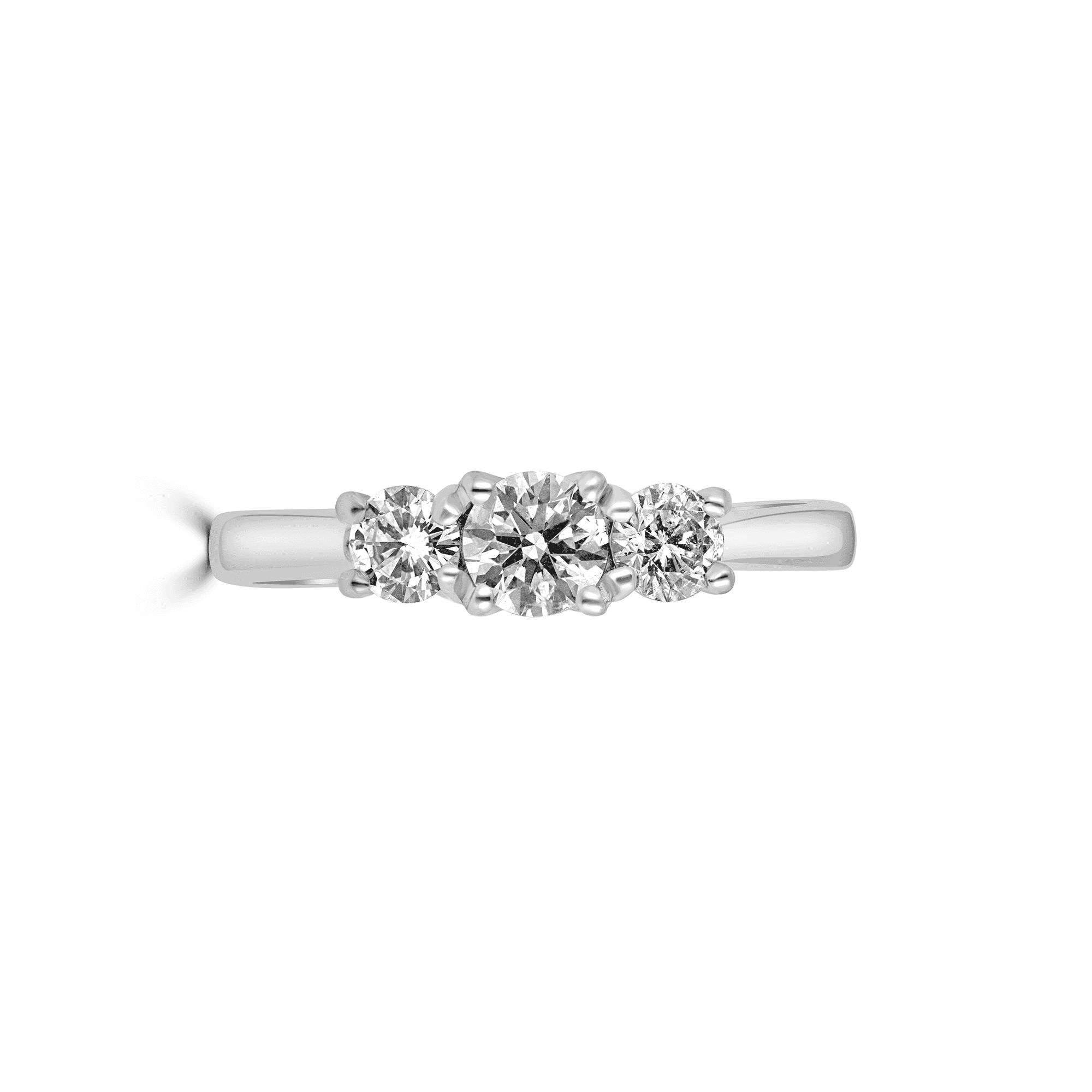 Platinum Claw Set Three Stone RBC Diamond Ring