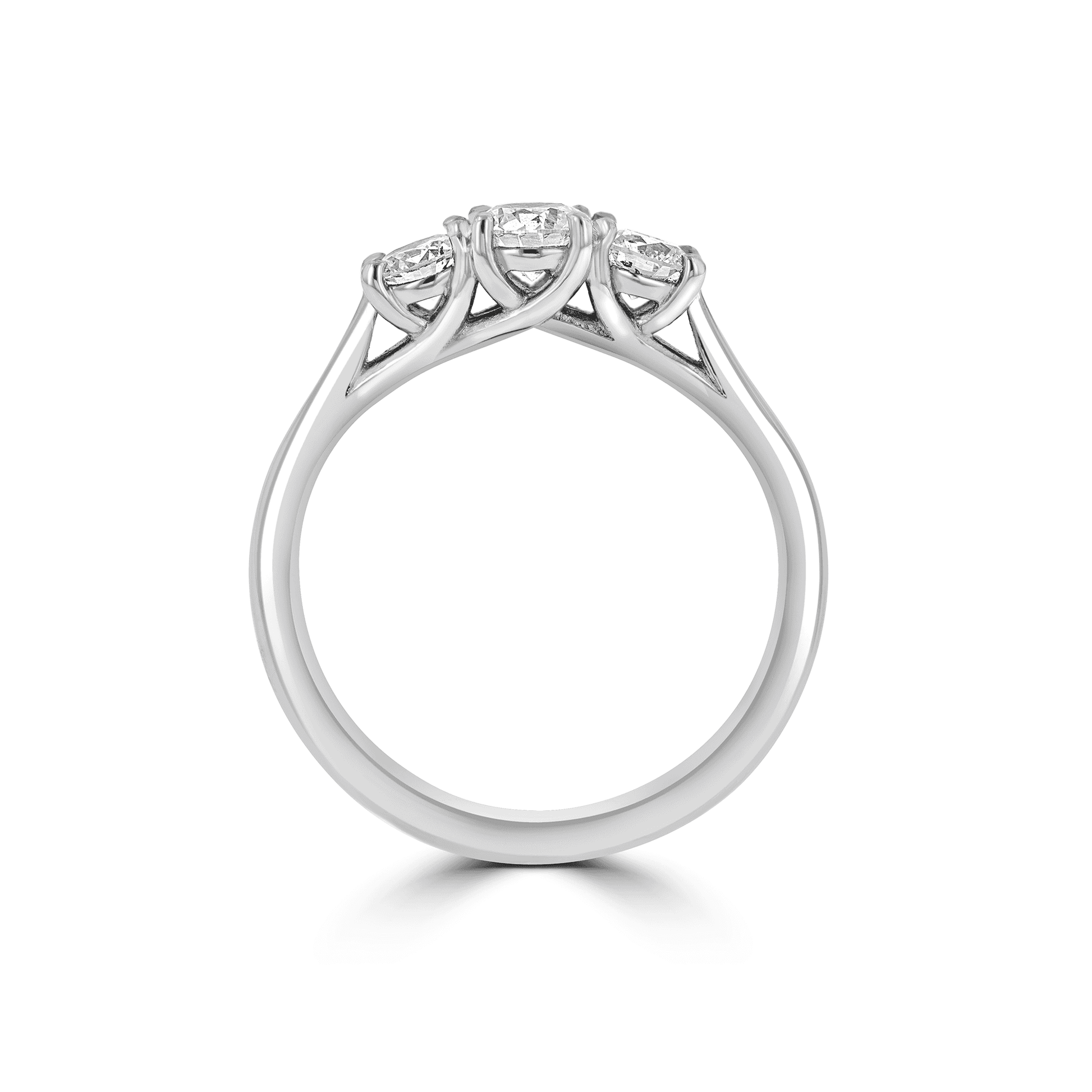 Platinum Claw Set Three Stone RBC Diamond Ring