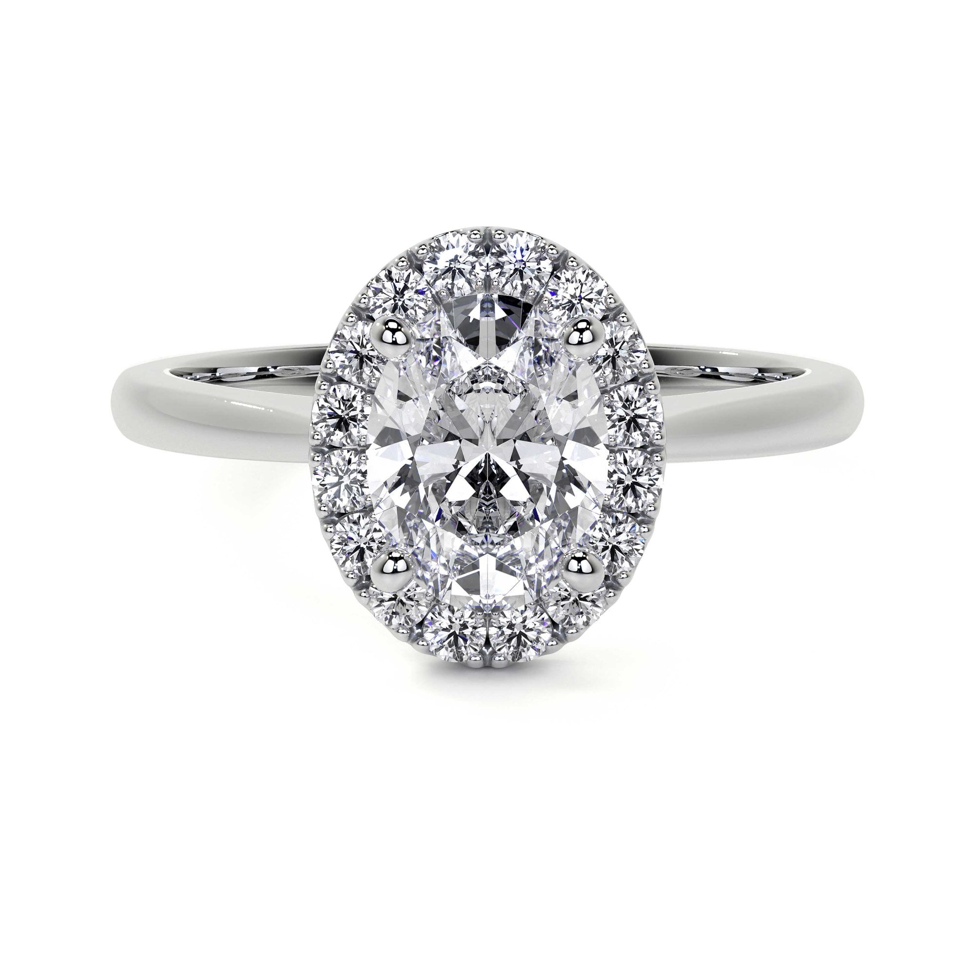 Platinum 1ct Oval Halo Lab Grown Diamond 'Diana' Ring