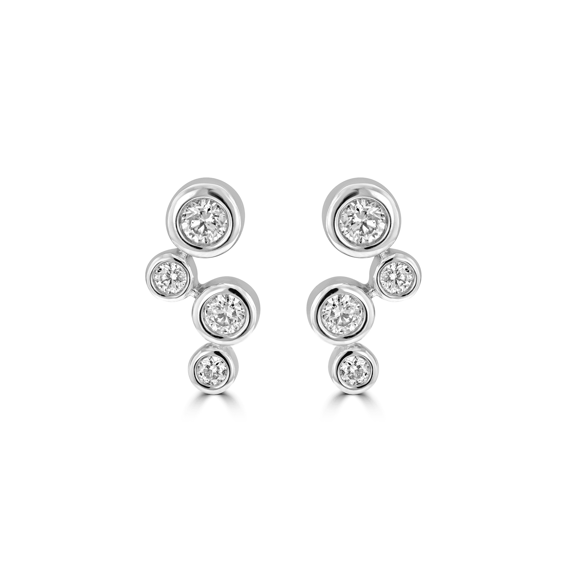 18ct White Gold Bubble Style and Rubover RBC Diamond Earrings
