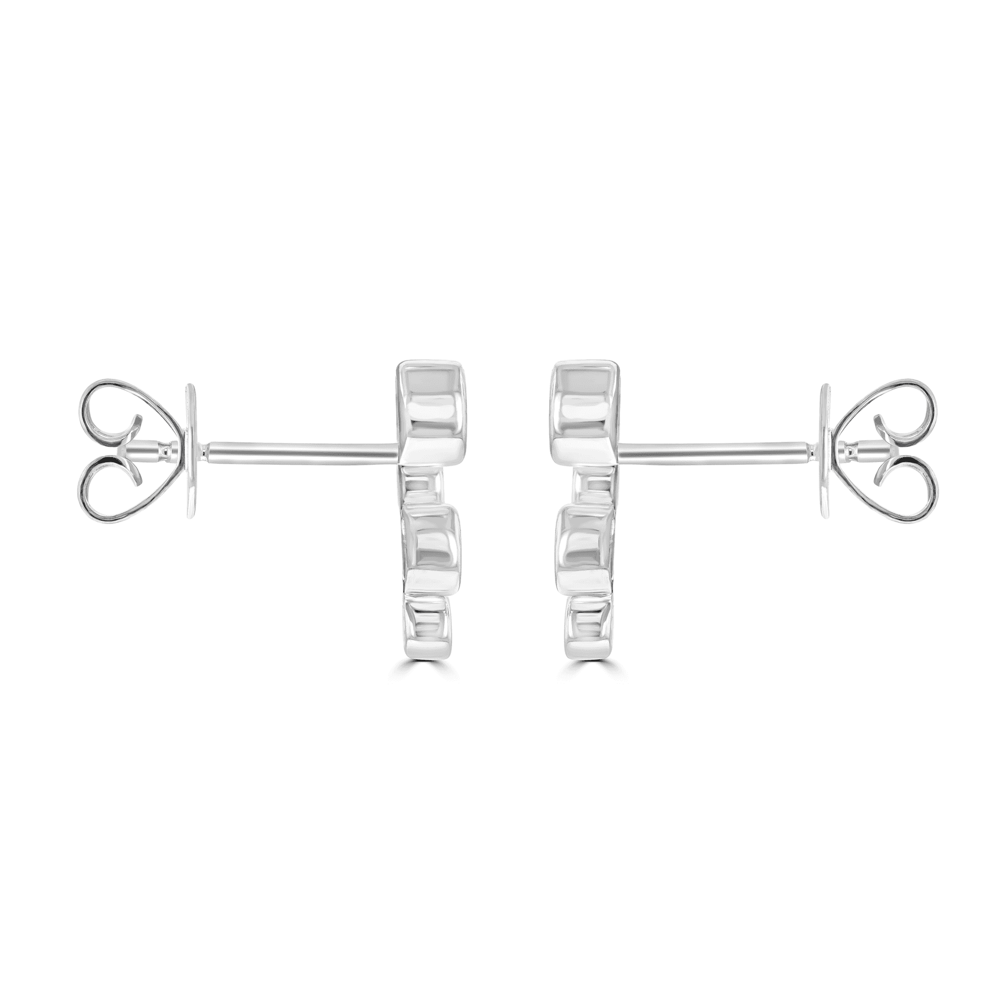 18ct White Gold Bubble Style and Rubover RBC Diamond Earrings