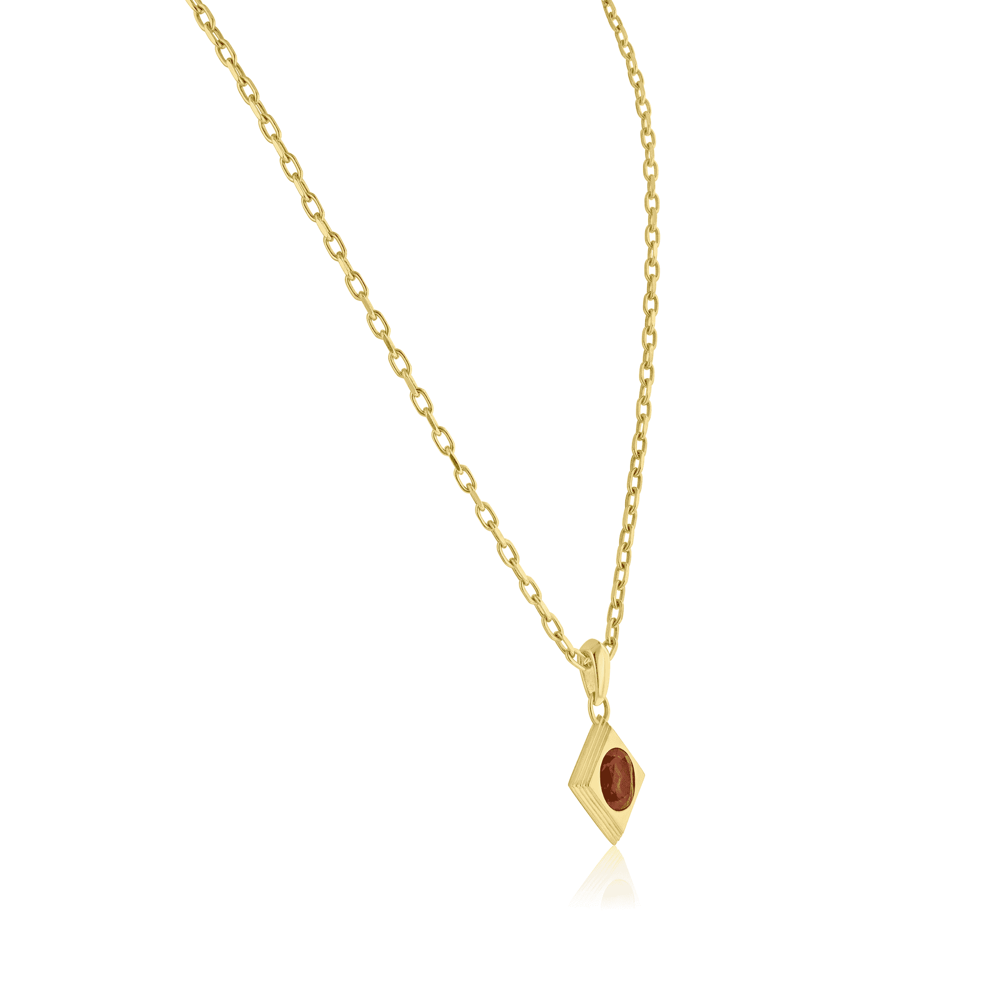 18ct Yellow Gold Oval Shaped Flush Set Red Spinel Pendant