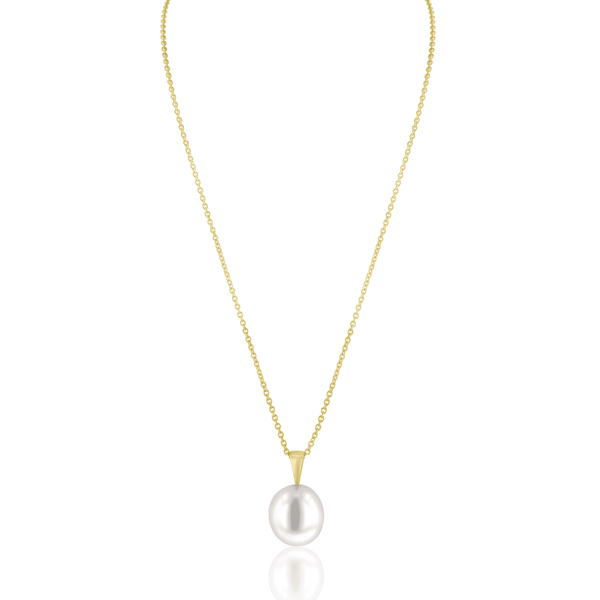 9ct Yellow Gold Pendant With Baroque White Cultured Pearl and 16" 9ct Yellow Gold Trace Chain