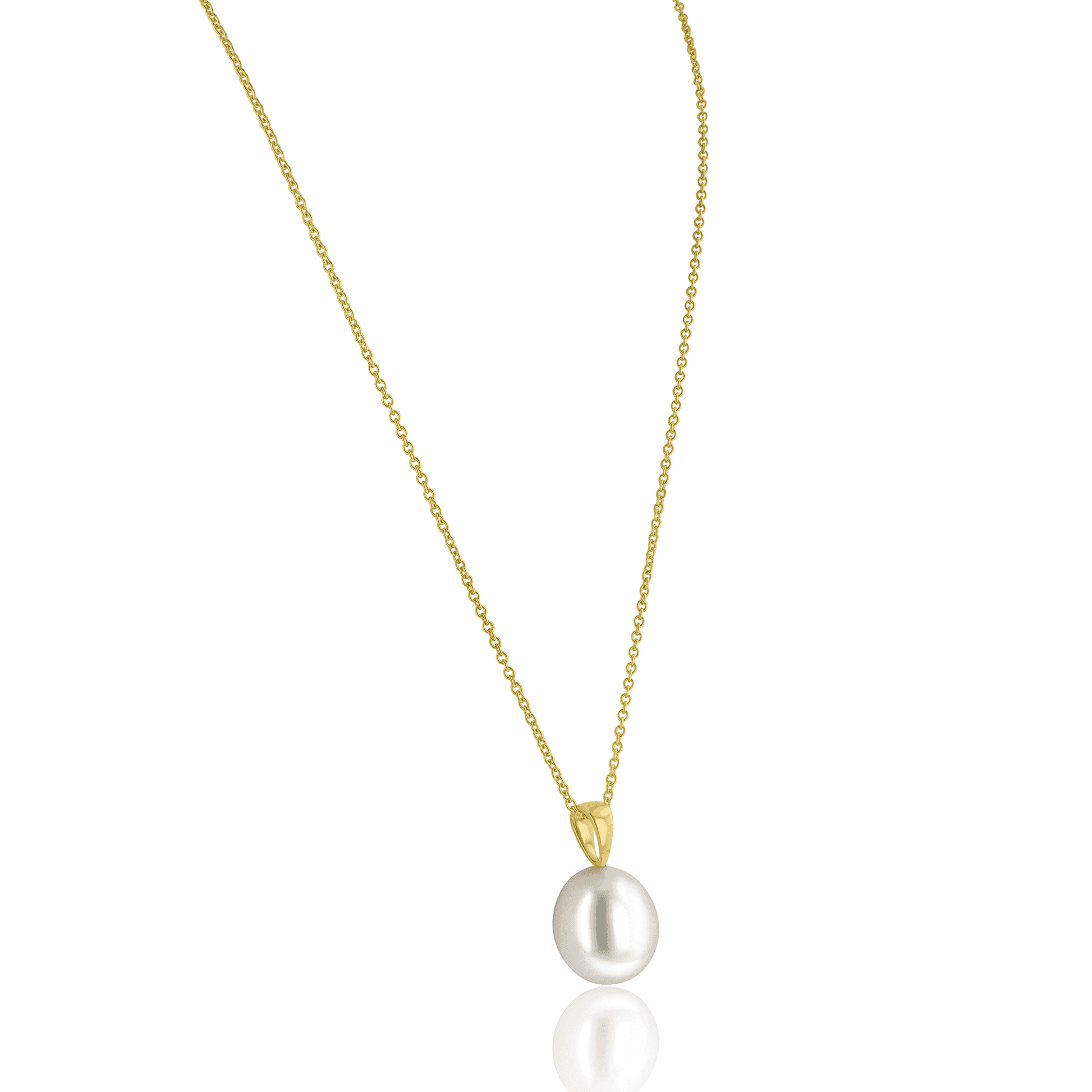 9ct Yellow Gold Pendant With Baroque White Cultured Pearl and 16" 9ct Yellow Gold Trace Chain