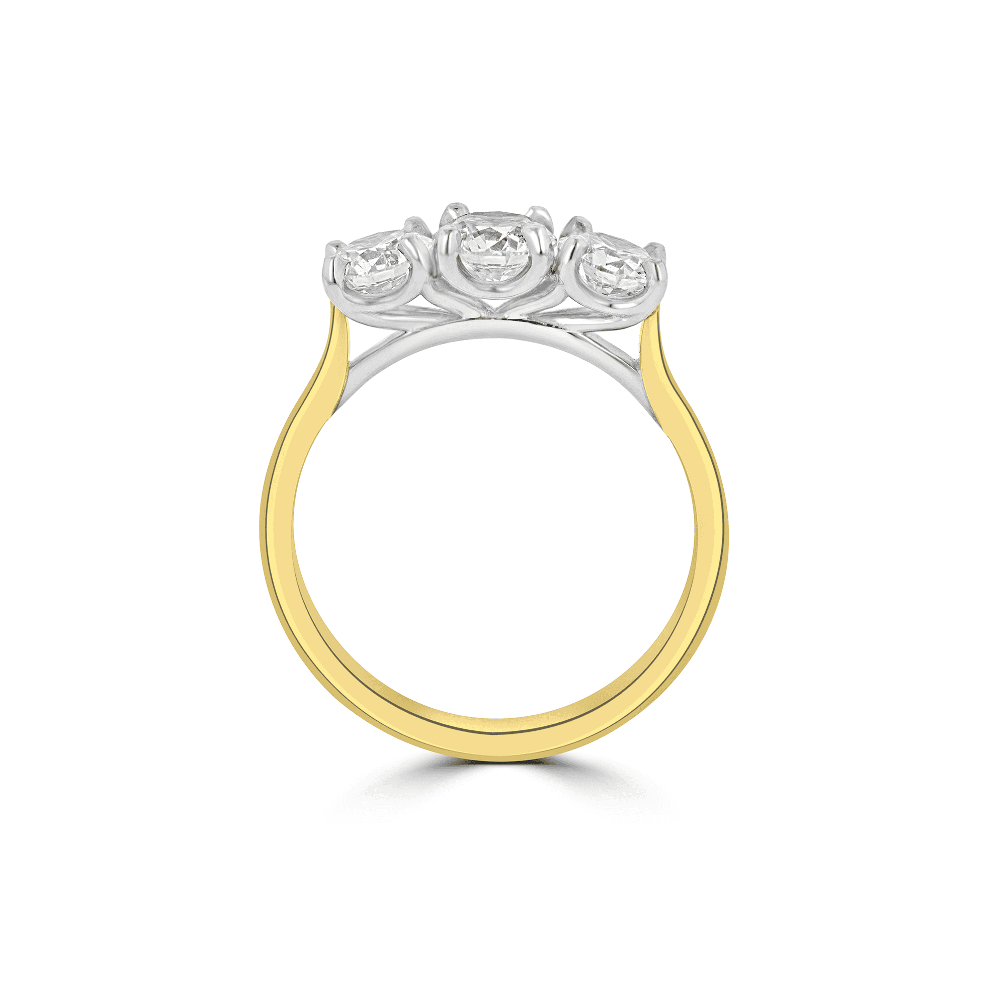 18ct Yellow Gold & Platinum 3 Stone RBC Engagement Ring