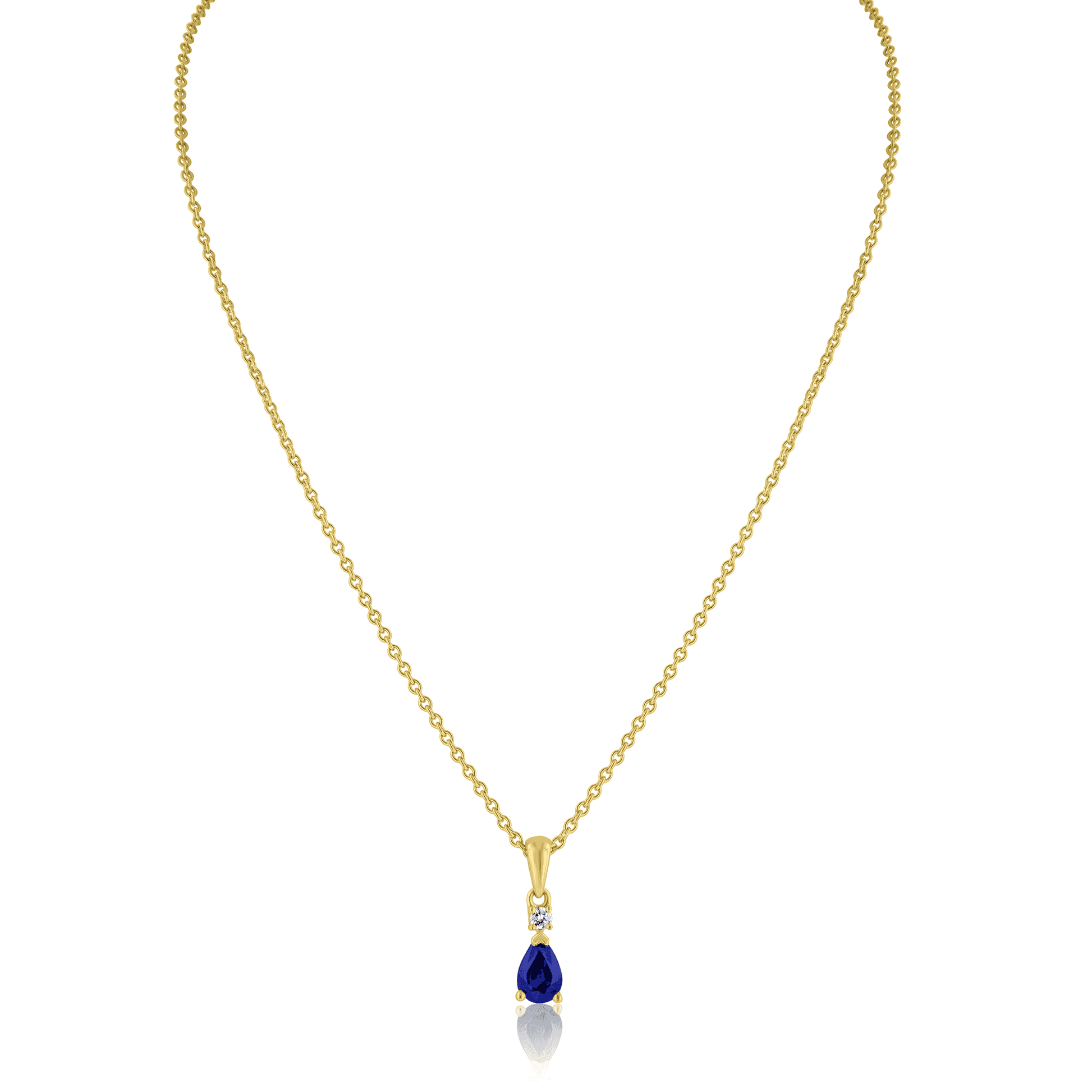 18ct Yellow Gold Diamond and Pear Shaped Sapphire Necklace