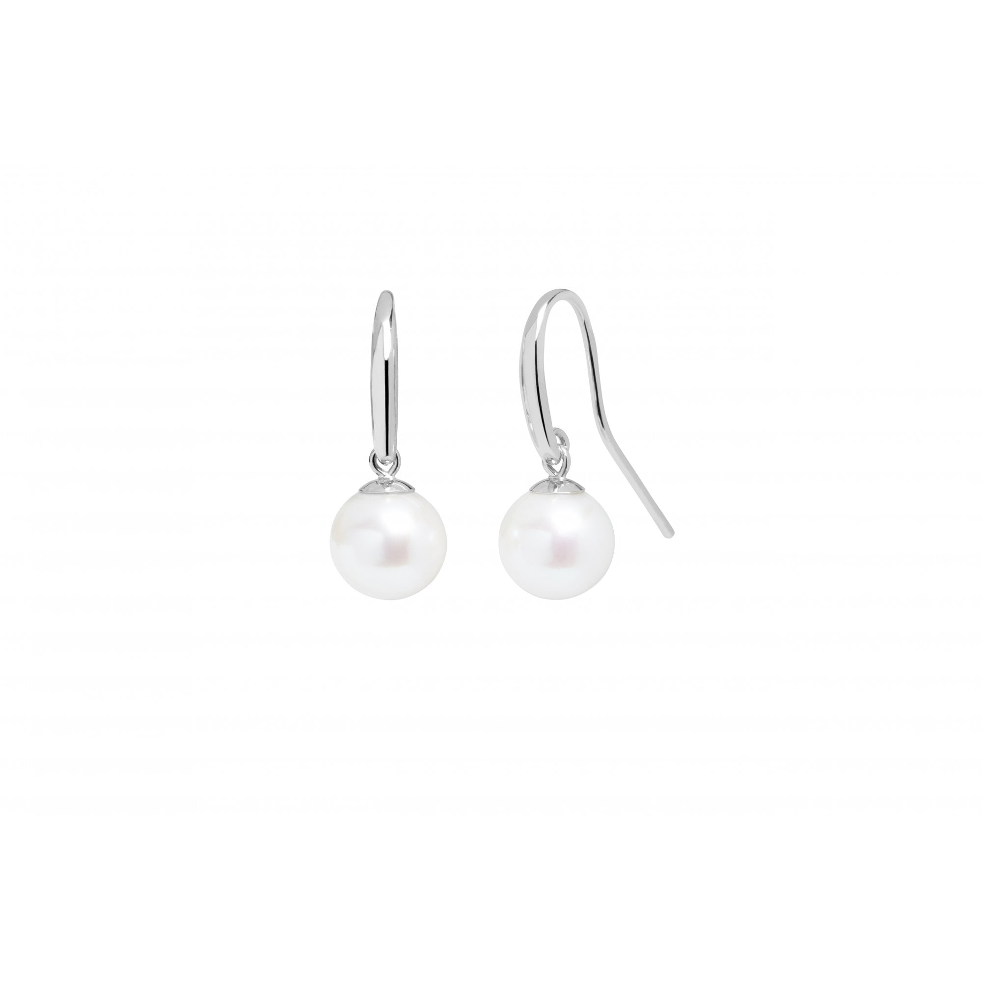 Sterling Silver Shepherds Hook Drop Earrings With 8-8.5mm White Teardrop Pearl