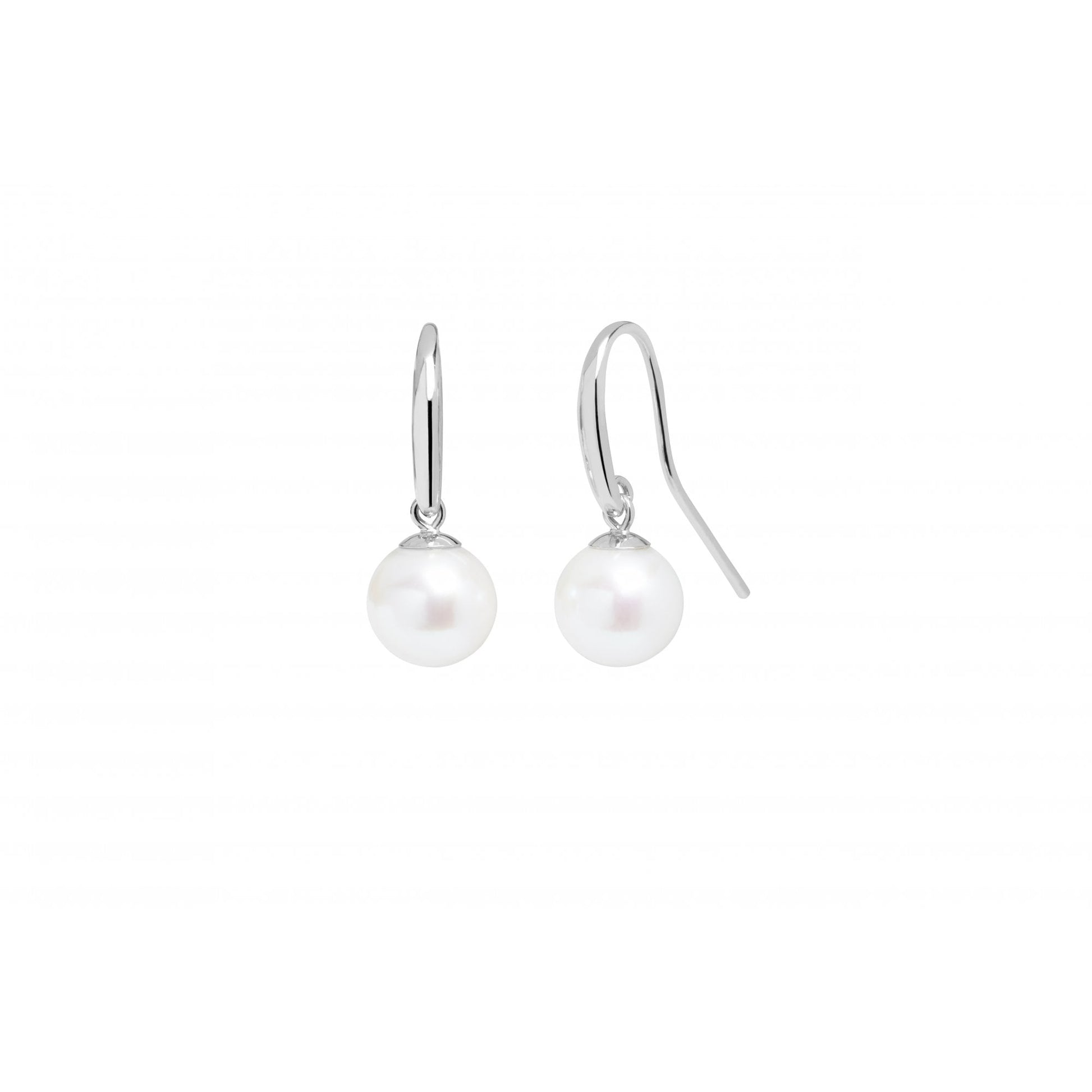 Sterling Silver Shepherds Hook Drop Earrings With 8-8.5mm White Teardrop Pearl