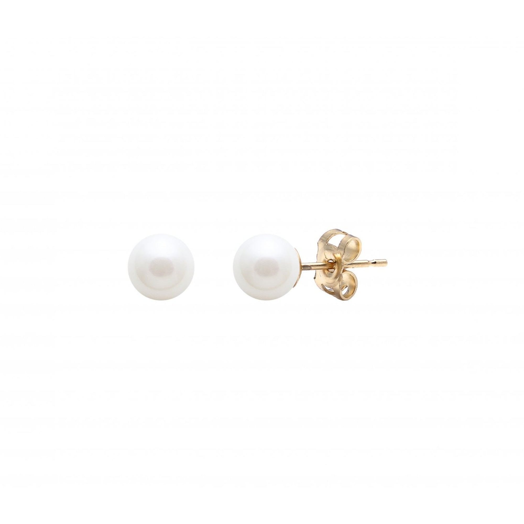 9ct Yellow Gold, White Freshwater Pearl Earrings 4-4.5mm
