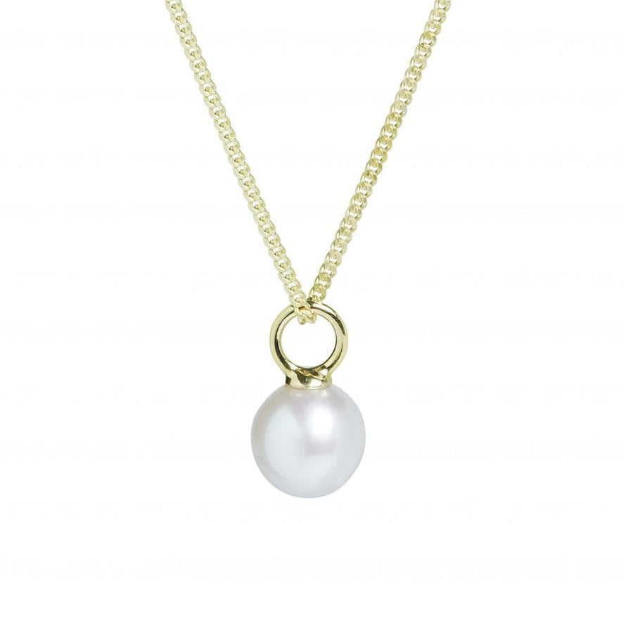 9ct Yellow Gold Round White Cultured Freshwater Pearl Necklace