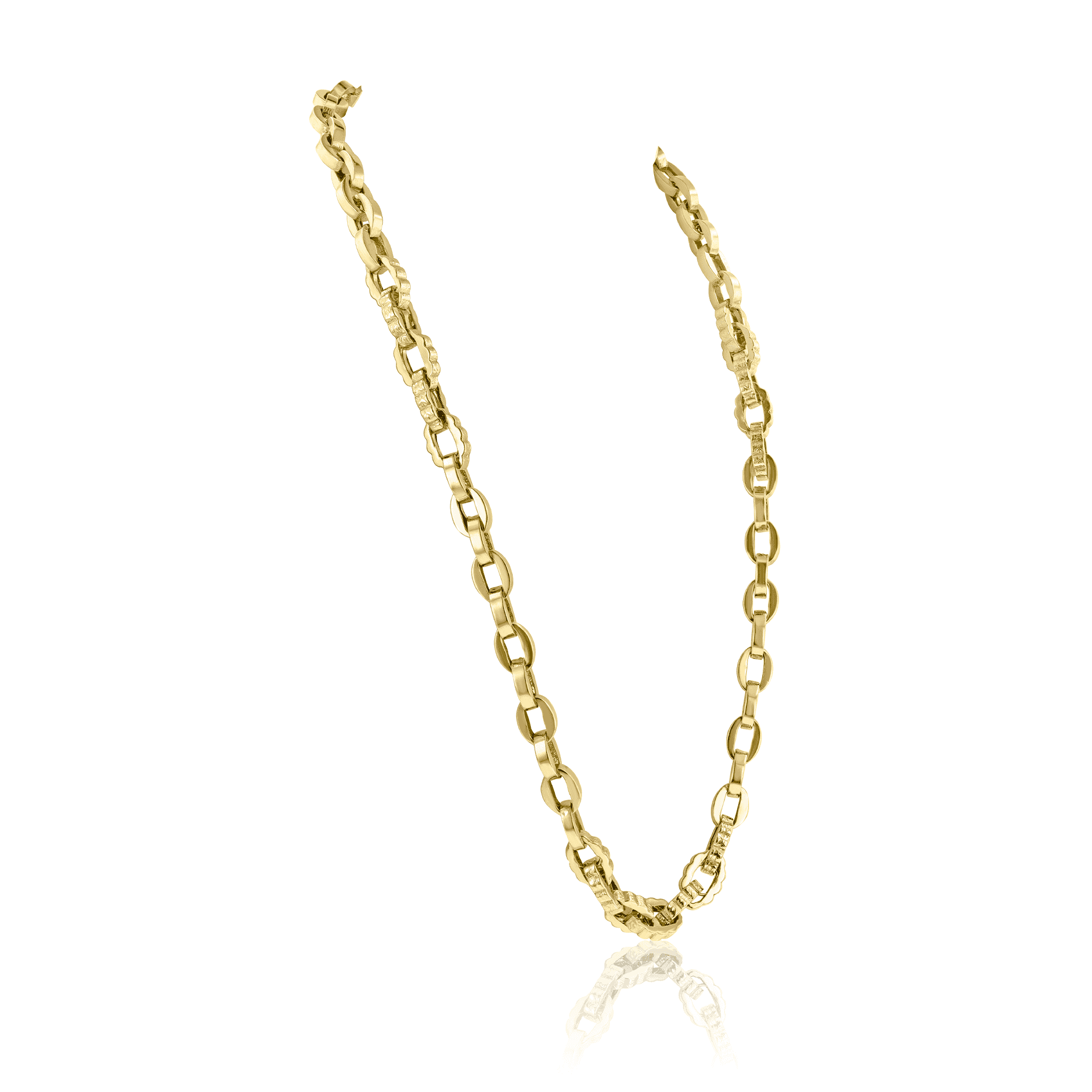 8ct Yellow Gold Fancy Chunky Chain With Textured Oval Links 19"