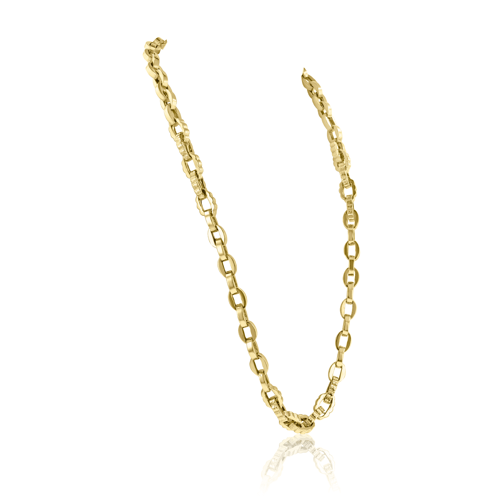 8ct Yellow Gold Fancy Chunky Chain With Textured Oval Links 19"