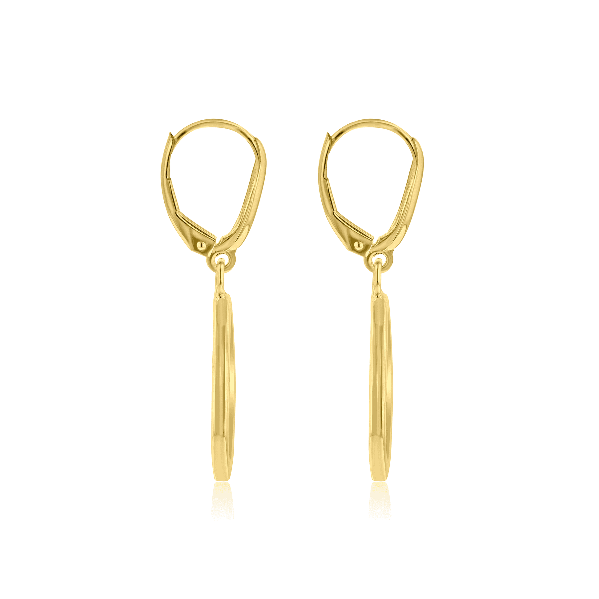 9ct Yellow Gold Drop Earrings with Polished Open Pear Shape and Hook Fittings