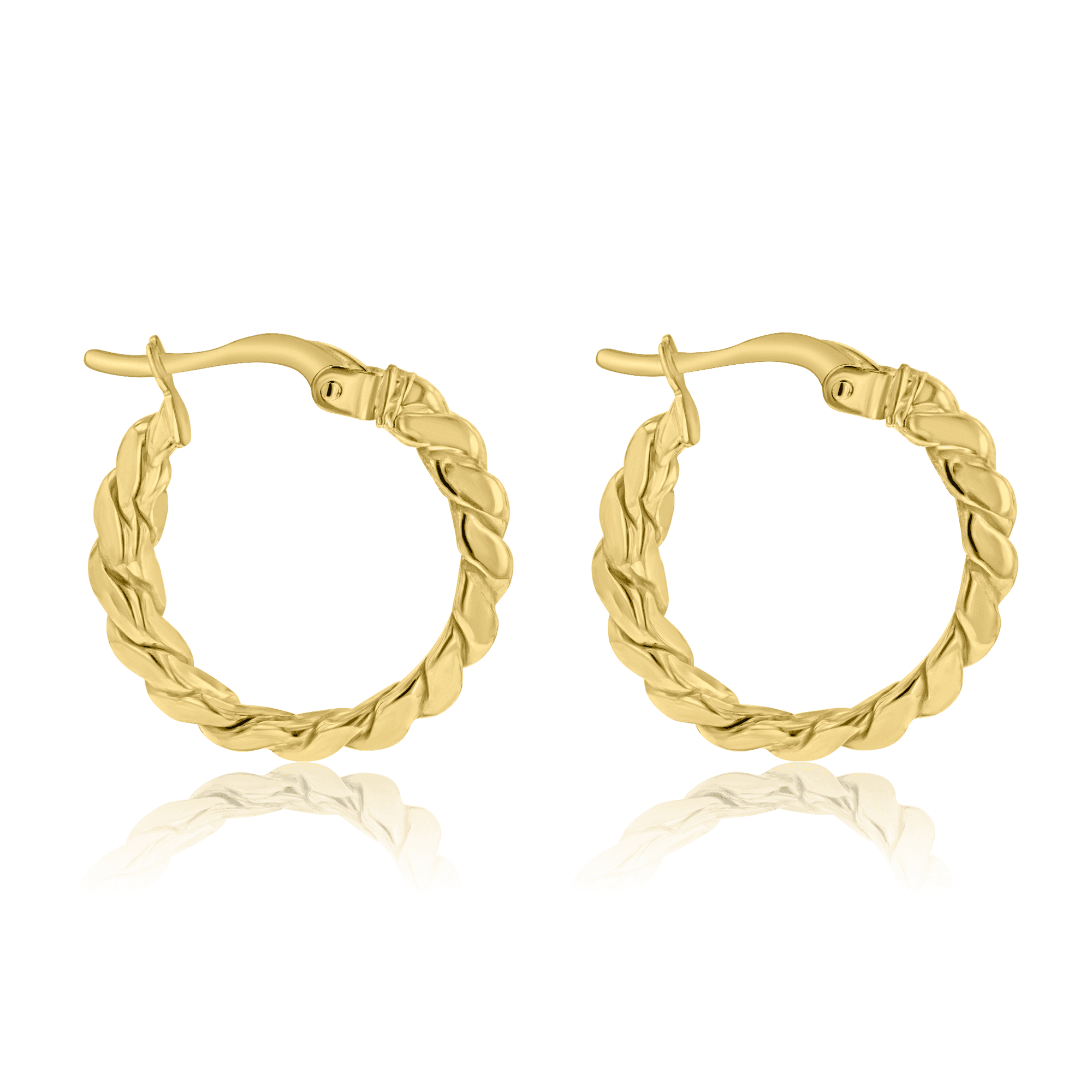 9ct Yellow Gold Knife Edge Twisted Hoop Earrings