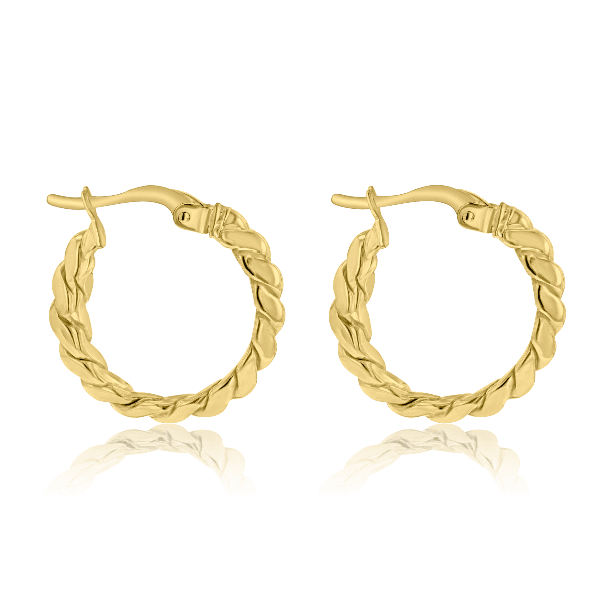 9ct Yellow Gold Knife Edge Twisted Hoop Earrings