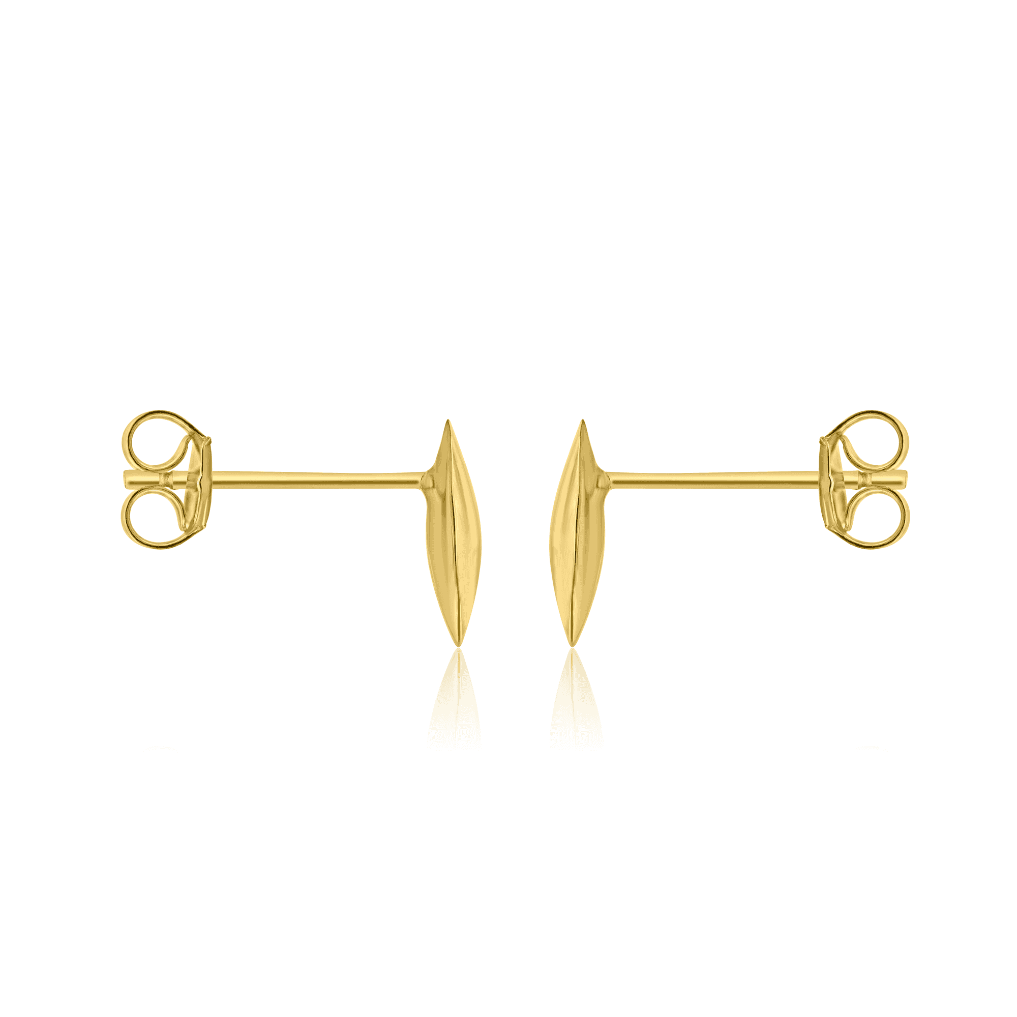 9ct Yellow Gold Leaf Shaped Hollow Domed Stud Earrings