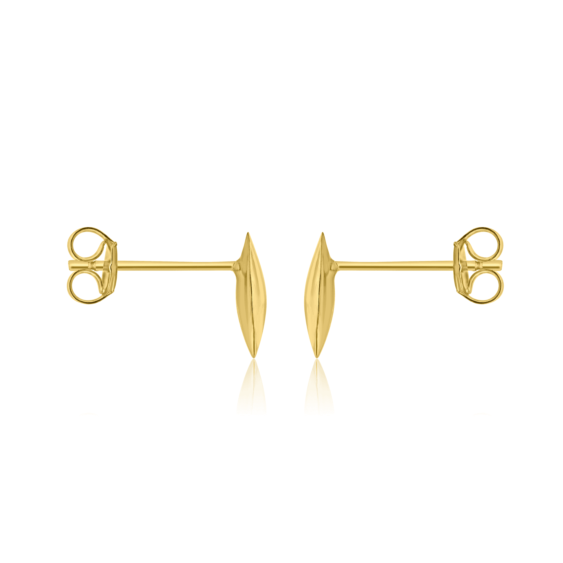 9ct Yellow Gold Leaf Shaped Hollow Domed Stud Earrings