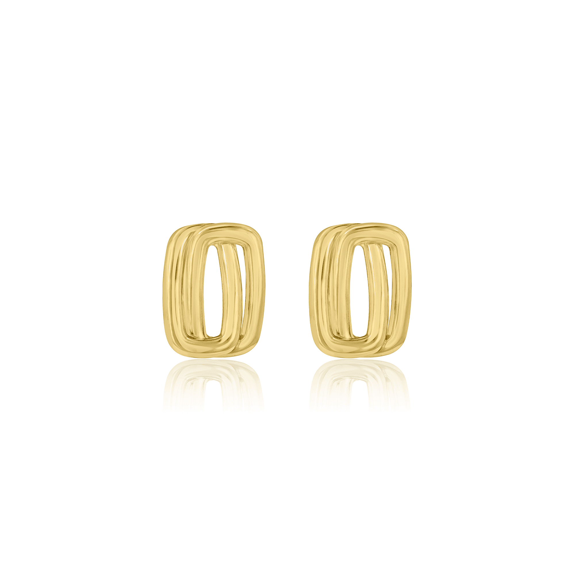 9ct Yellow Gold Open Double Link Stud Earrings