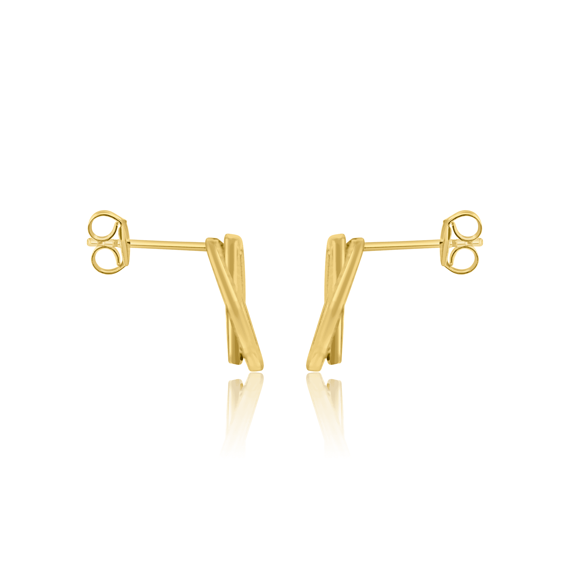 9ct Yellow Gold Open Double Link Stud Earrings