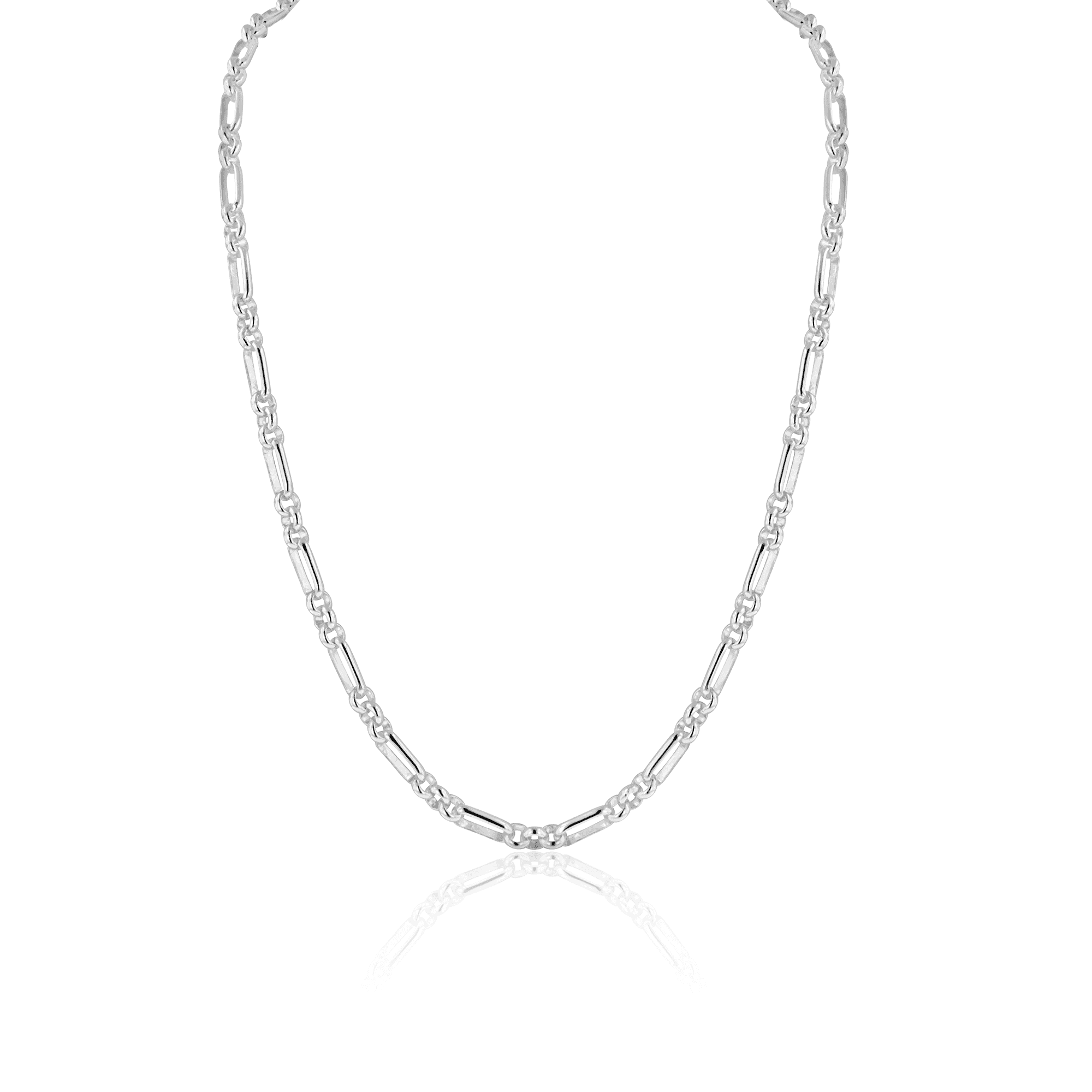 Sterling Silver Figaro Belcher Chain Necklace