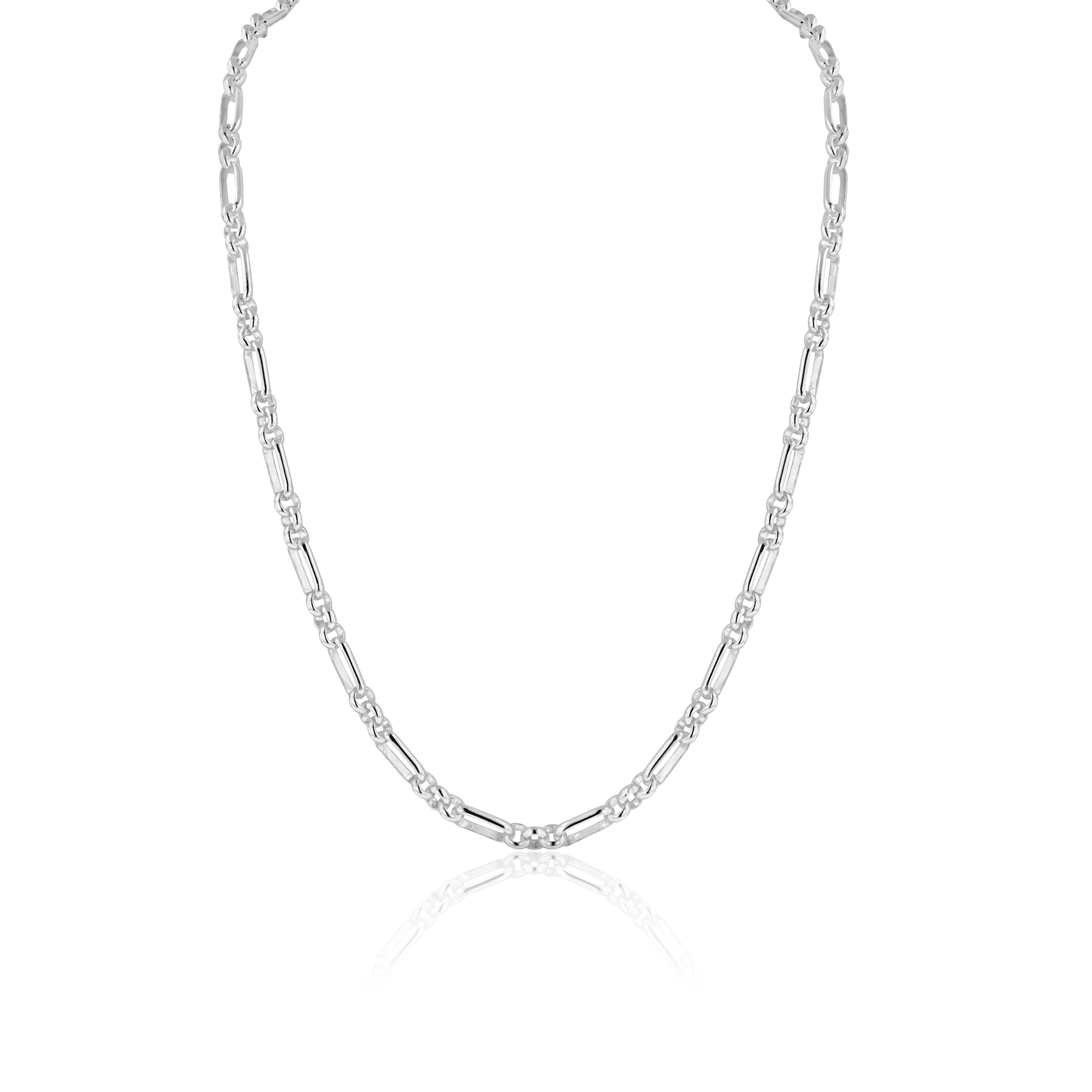 Sterling Silver Figaro Belcher Chain Necklace