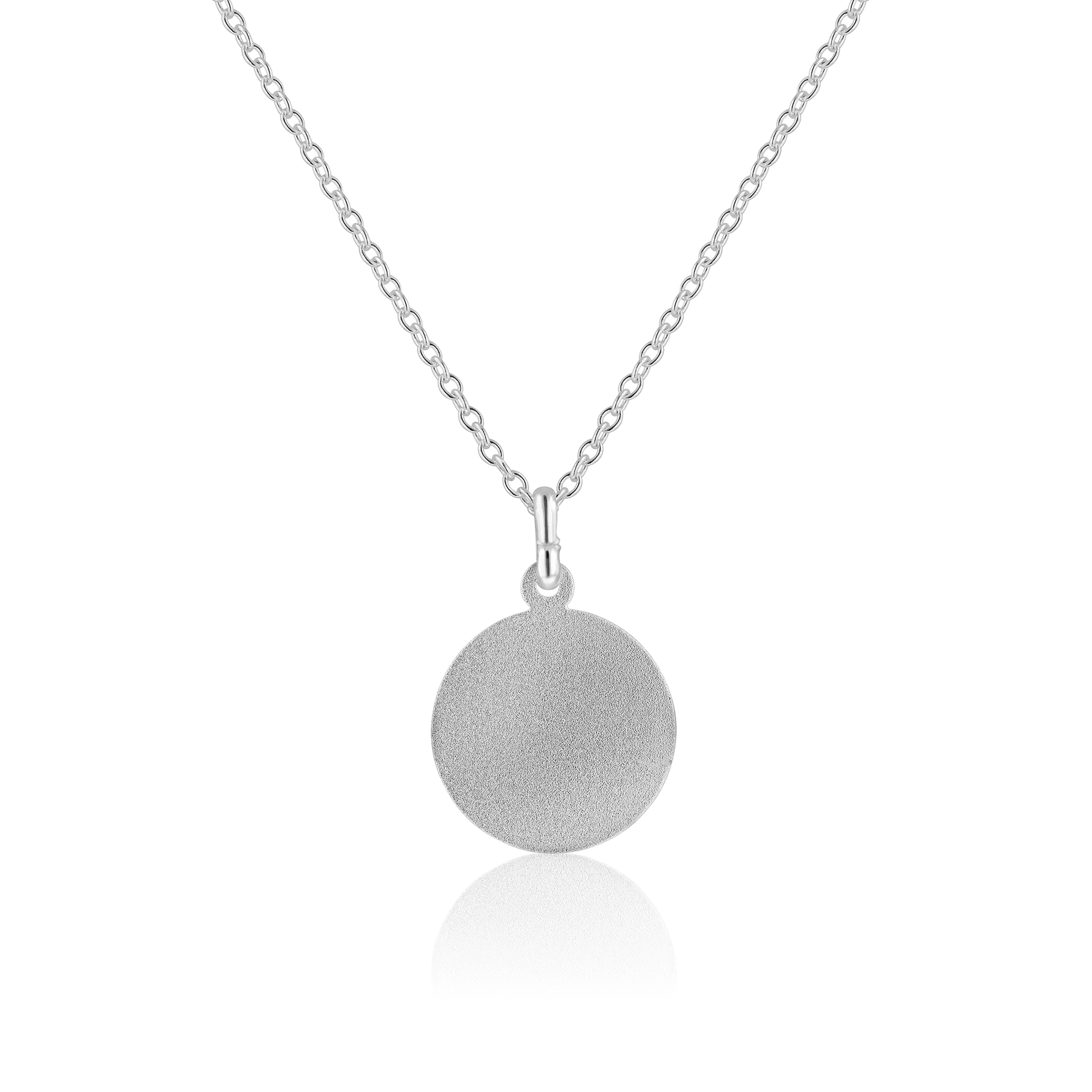Sterling Silver Round St. Christopher with Matt Back with Extendable Silver Fine Trace Chain